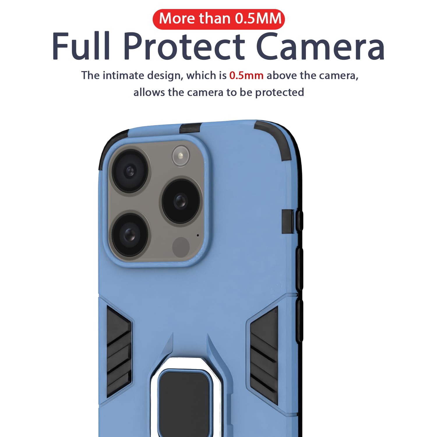 Pikkme iPhone 16 Pro D5 tough Armor Back Cover (Blue)