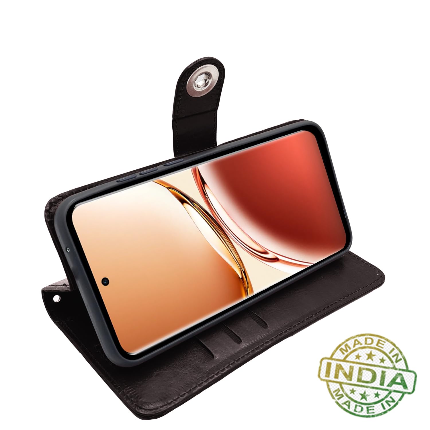 Oppo F27 Pro Plus 5G Button mobile flip cover in coffee by Pikkme – photo 5