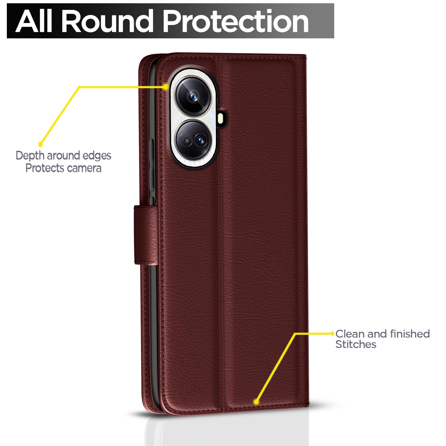 Brown Button mobile flip cover for Realme 10 Pro Plus 5G – Pikkme – photo 4