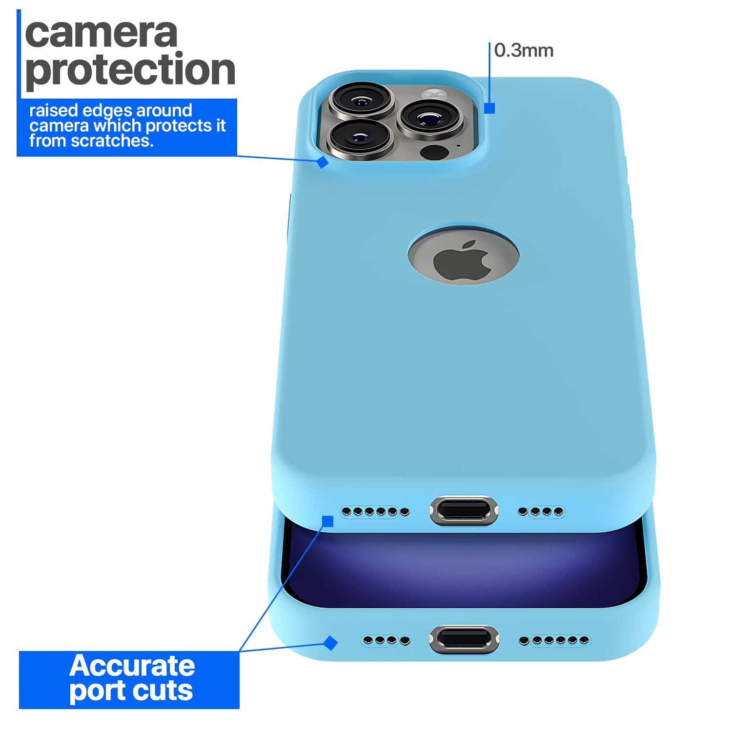 Pikkme iPhone 16 Pro Max Super Soft Silicone Back Cover (Sea Blue)