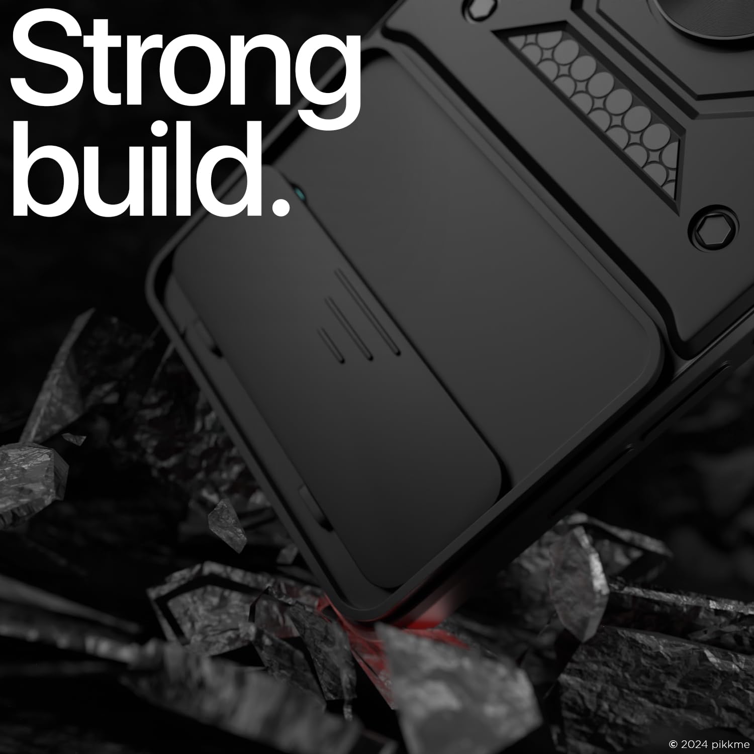 Pikkme OnePlus Nord 4 5G Sliding Camera Shield & Stand D10 Tough Armor Back Cover (Black)
