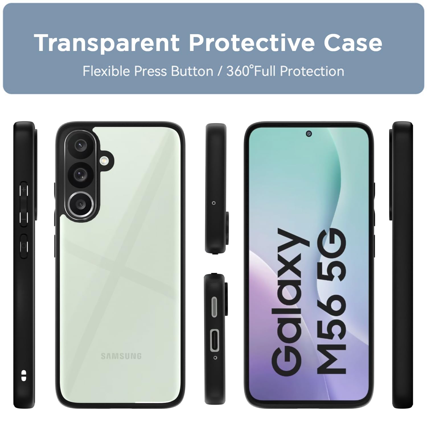 Pikkme Samsung Galaxy M56 5G Eagle 2 Shockproof Sleek Hybrid Armor Back Cover (Black)