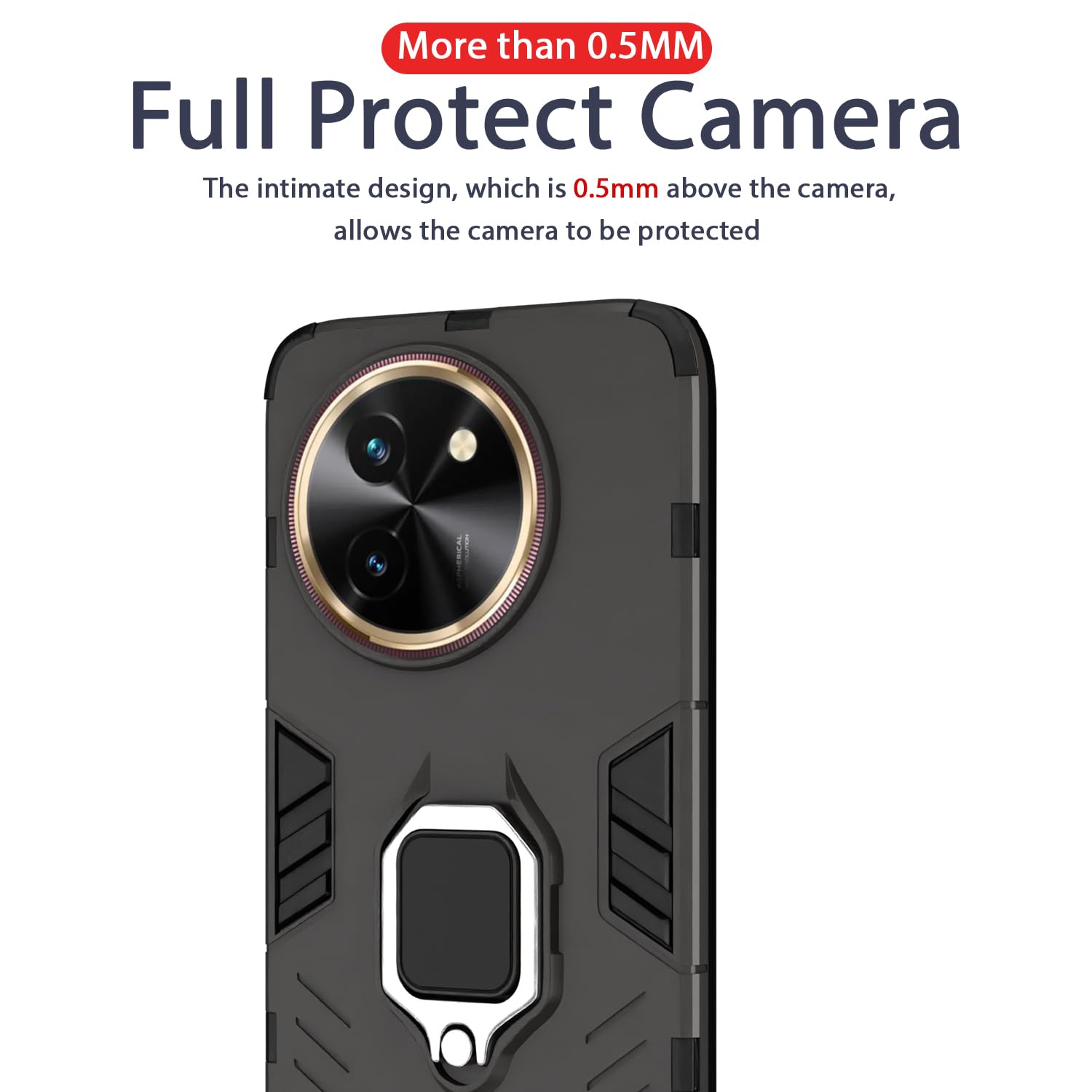 Pikkme Vivo Y200i 5G D5 Tough Armor Back Cover (Black)