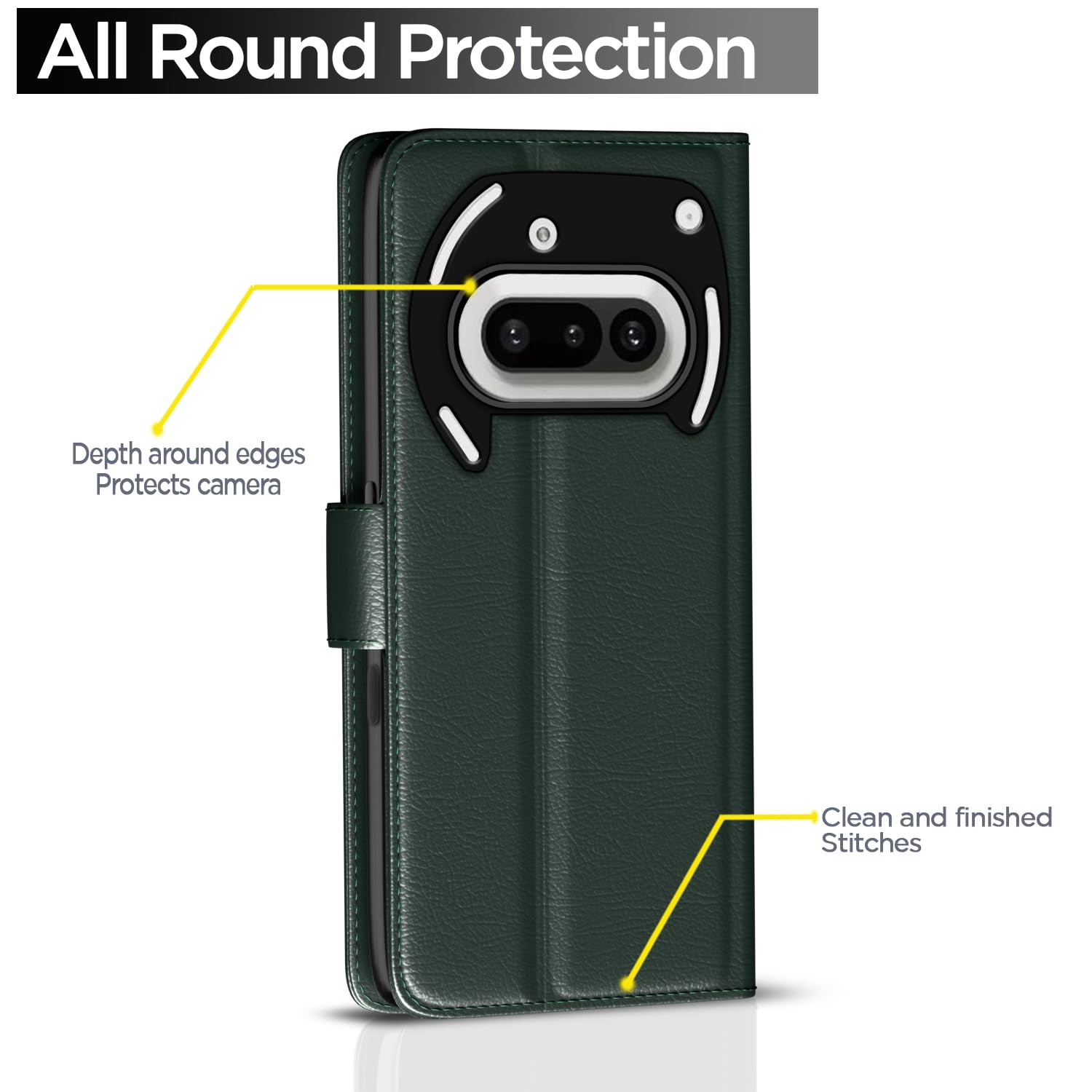 Pikkme Nothing Phone 3a 5G Vintage Flip Cover (Green)