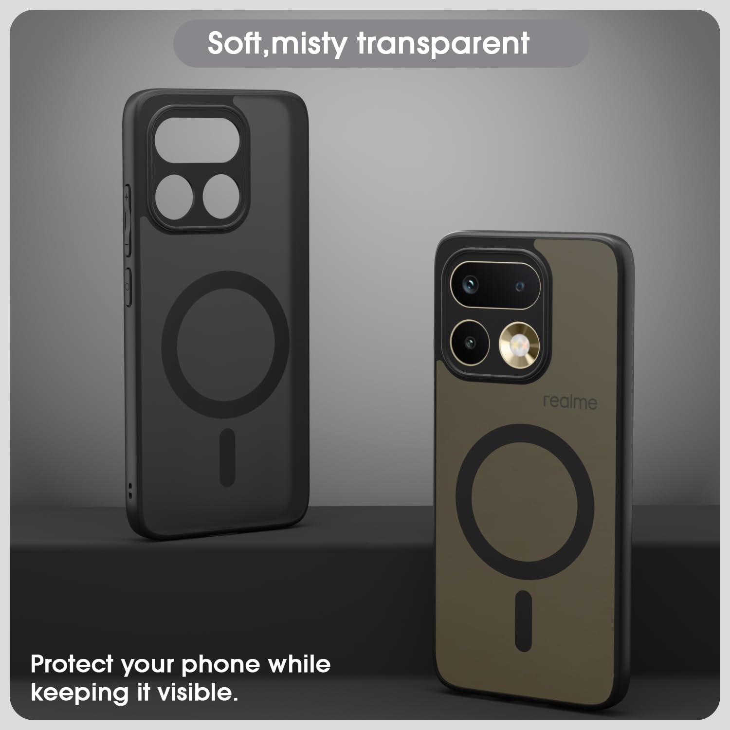 Pikkme black smoke mag-safe mobile back cover for Realme 16 Pro Plus 5G – photo 3