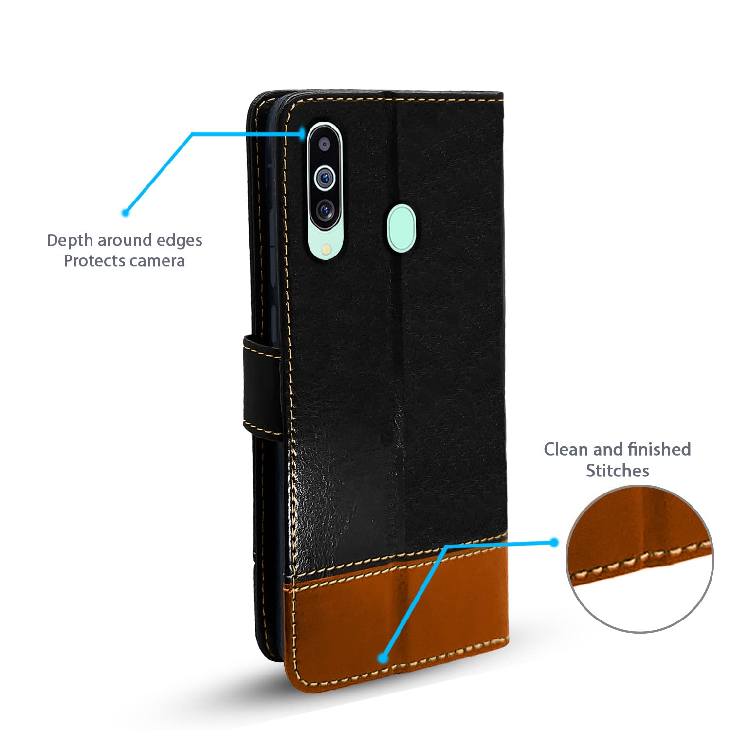 Samsung M40 Magnetic flip cover in black & brown by Pikkme – photo 4