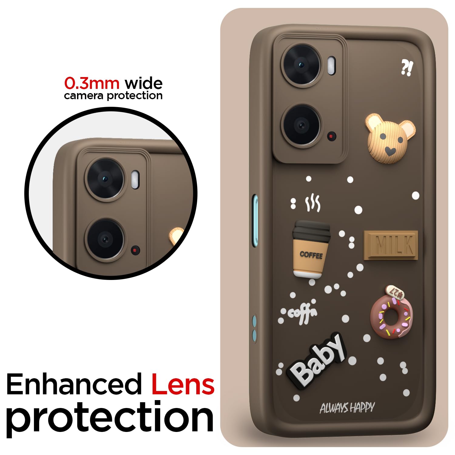 Oppo A76/A96/A36 phone cover in brown by Pikkme – photo 5
