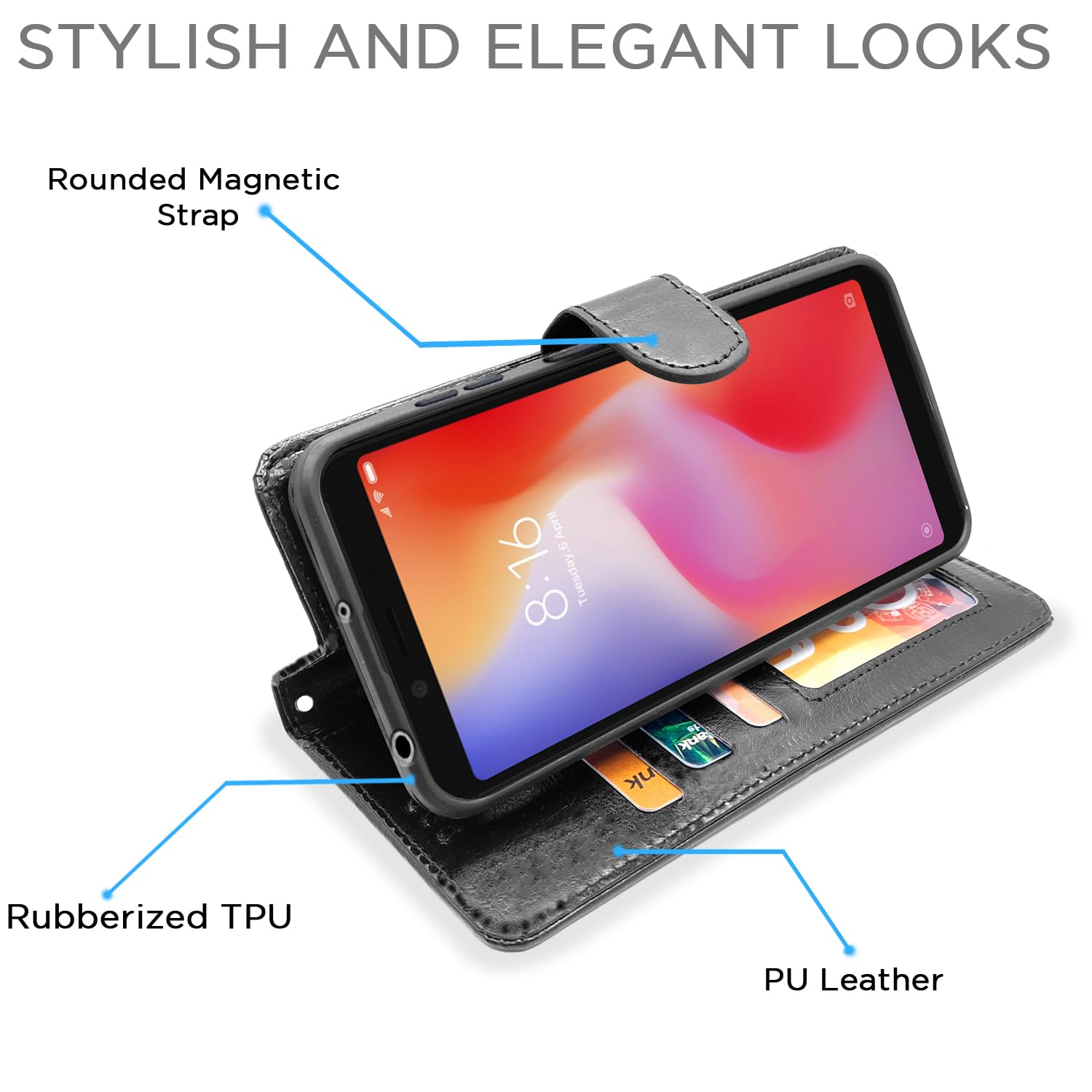 Pikkme black wallet flip cover for Redmi 6A – photo 3