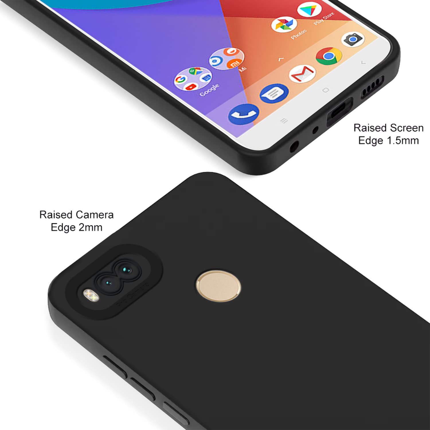 Pikkme Mi A1 Liquid Silicone Back Cover | Black