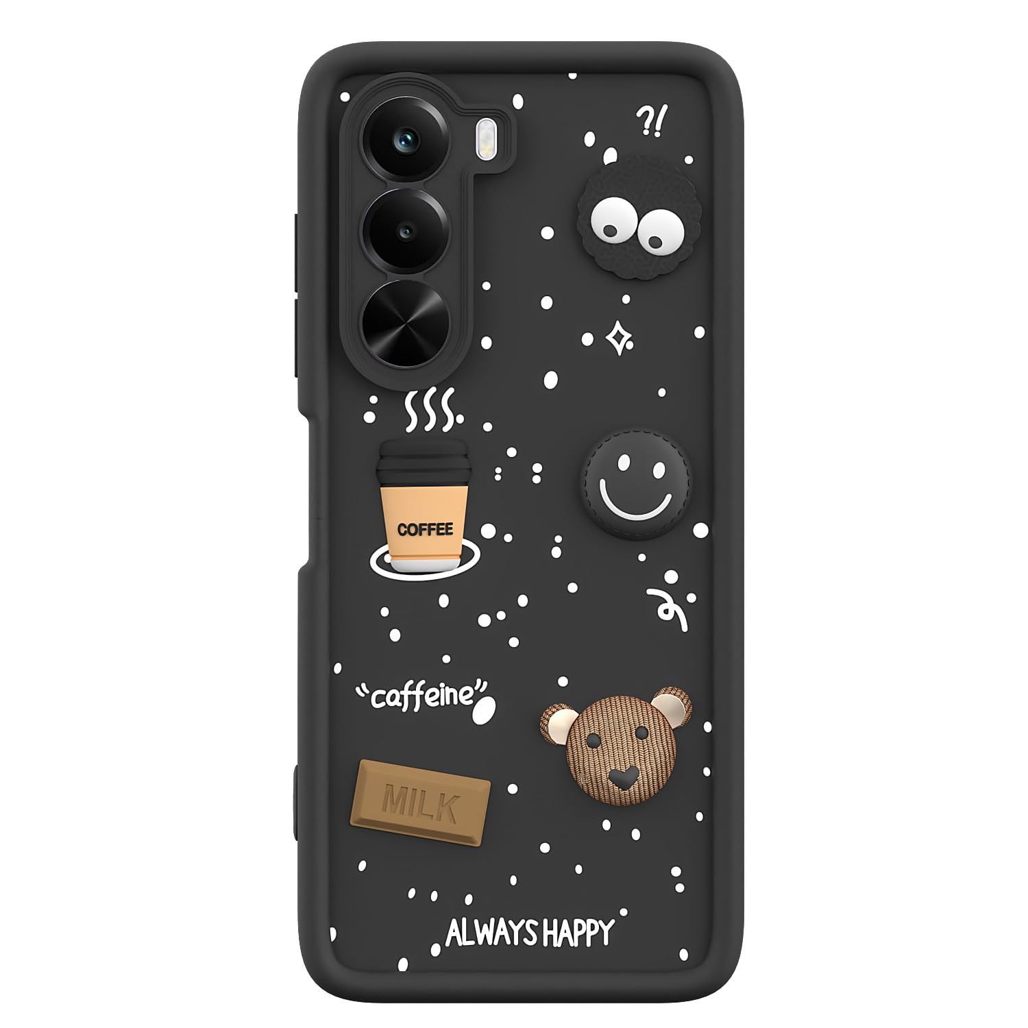 Realme P4x 5G Bear Coffee mobile cover in black by Pikkme – photo 7