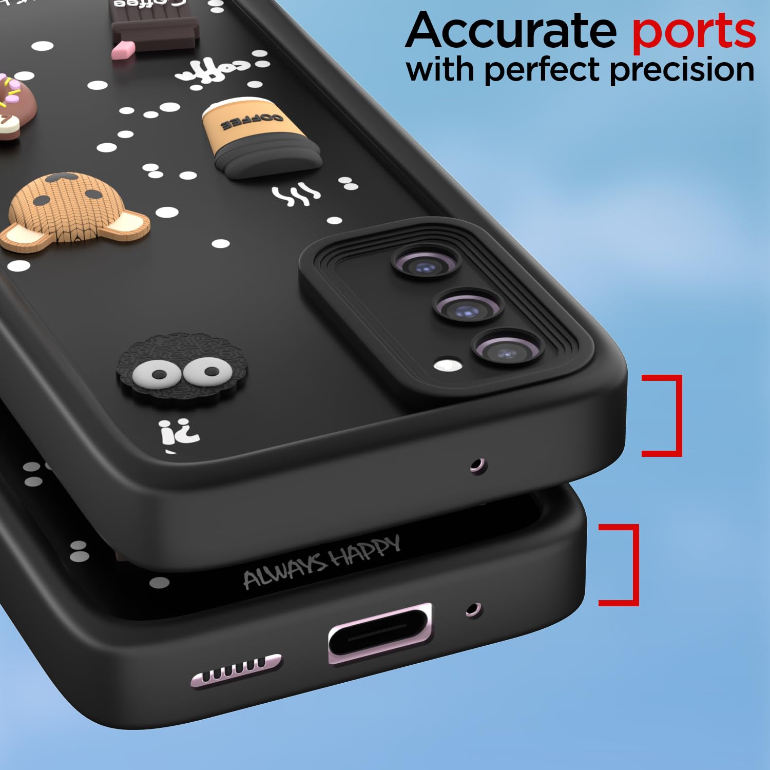 Pikkme Samsung Galaxy S20 FE 5G Cute Fun Cartoon 3D Bear Coffee Back Cover (Black)