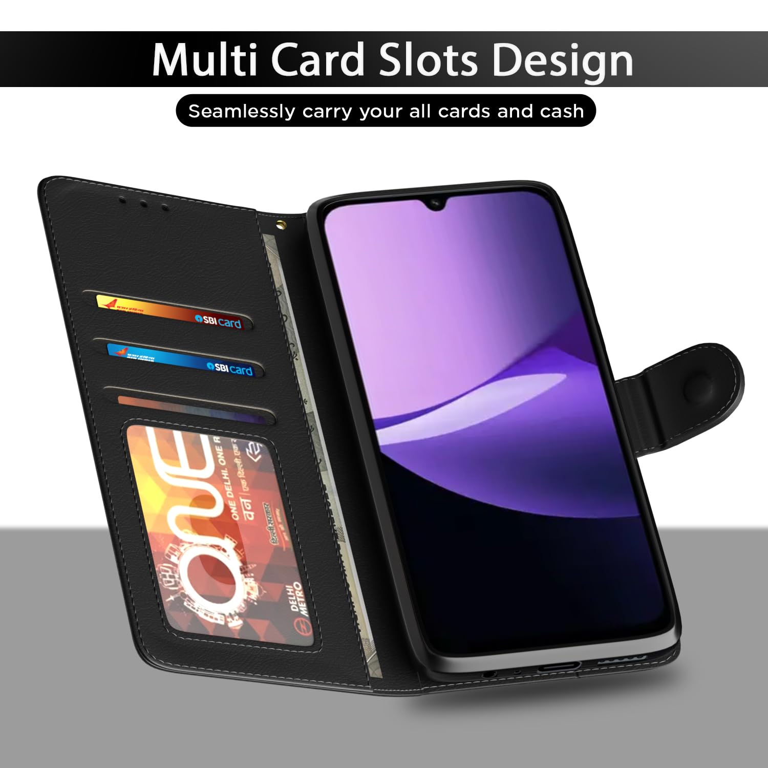 Pikkme black Wallet wallet flip cover for Redmi 15C 5G – photo 5