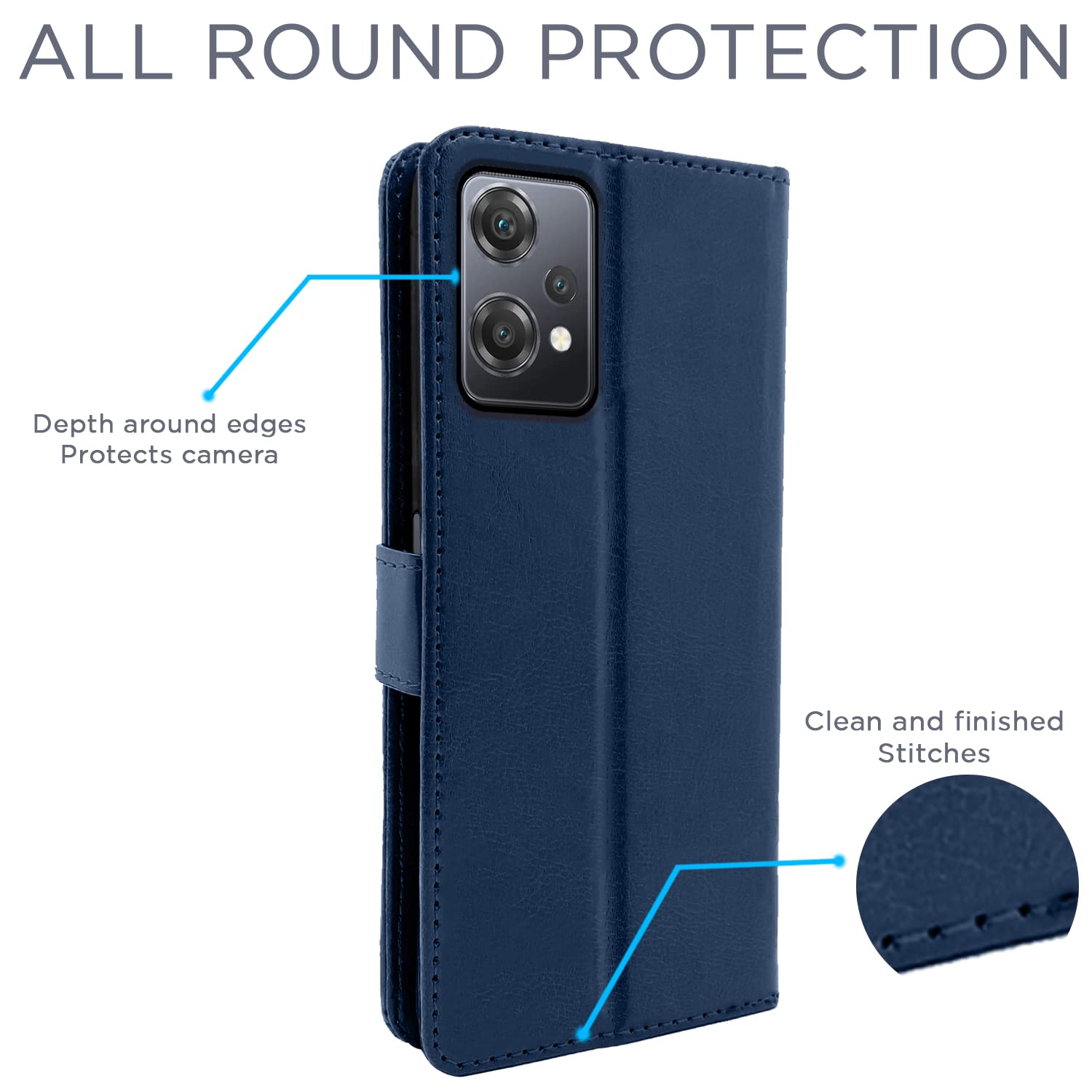 Pikkme Oneplus Nord Ce 2 Lite 5G Flip Vintage Flip Cover (Blue)