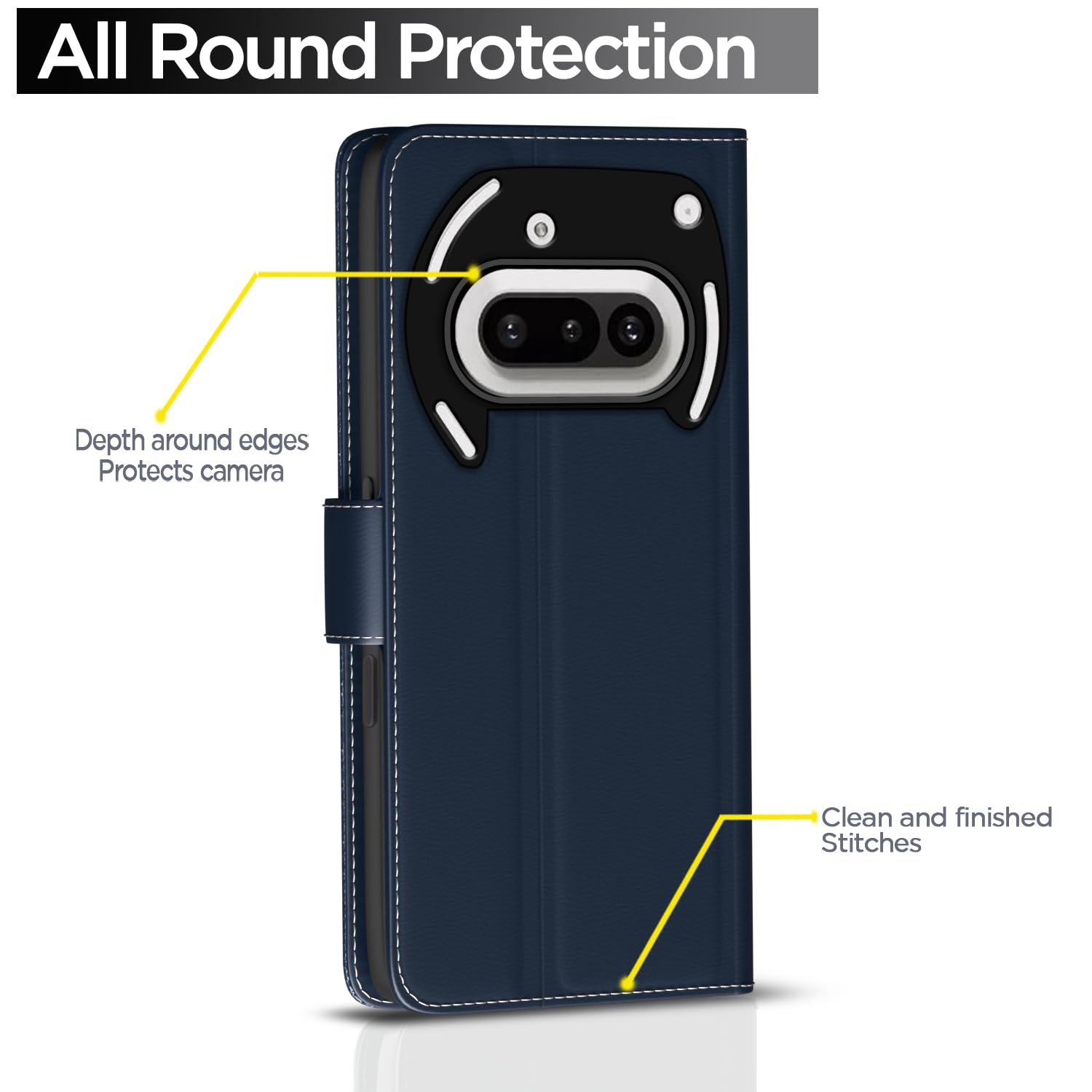 Pikkme Nothing Phone 3a 5G Vintage Flip Cover (Blue)