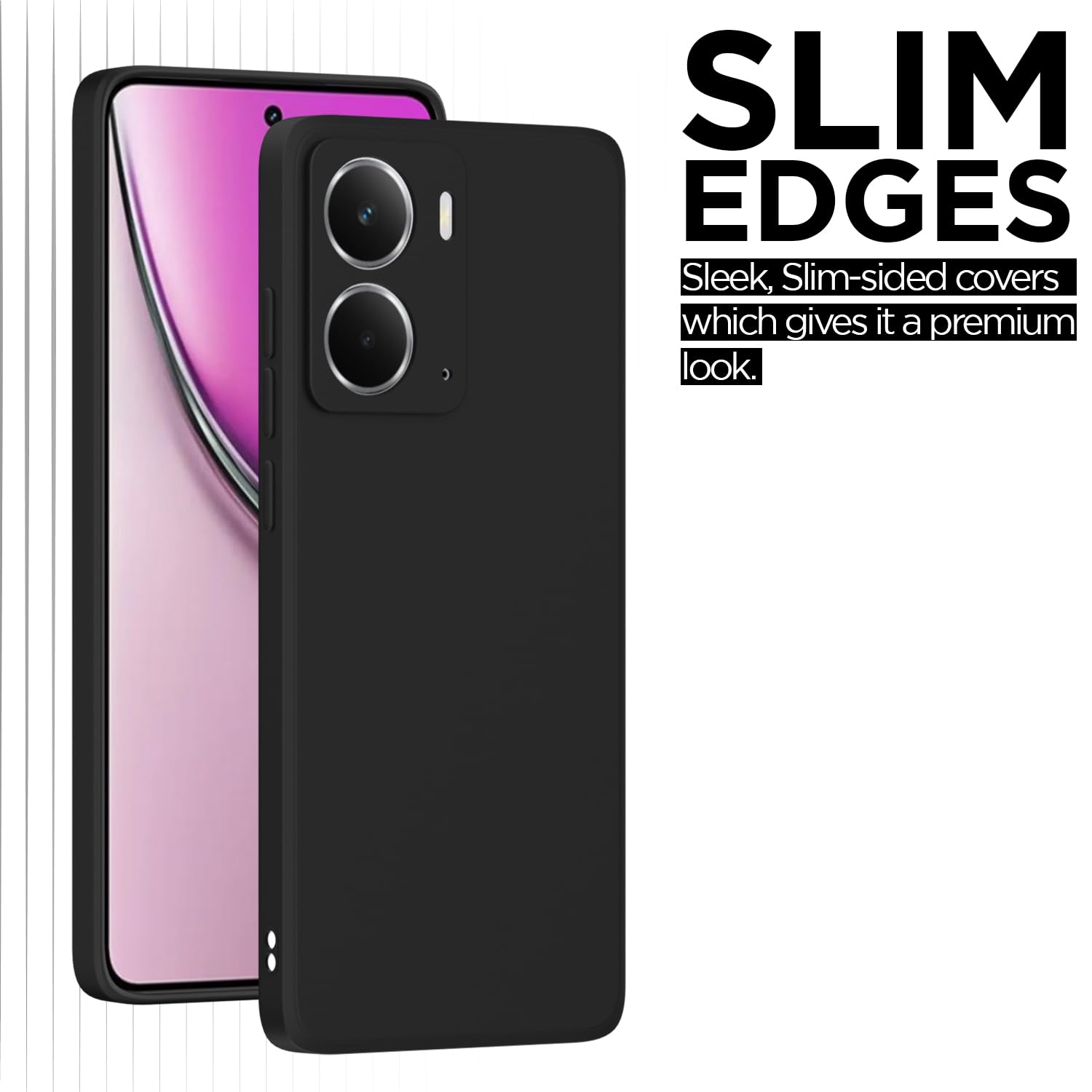 Pikkme Realme P3 5G Soft Matte Silicone Shockproof Case (Black)