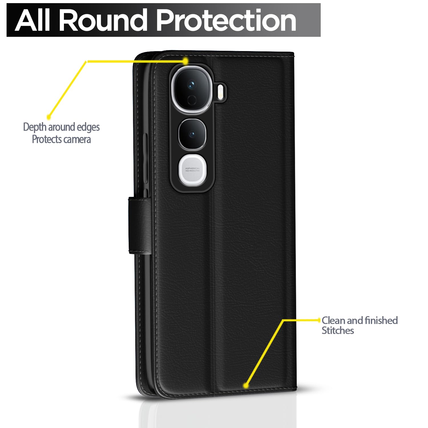Pikkme Vivo Y400 Pro 5G Vintage Back Cover (Black)