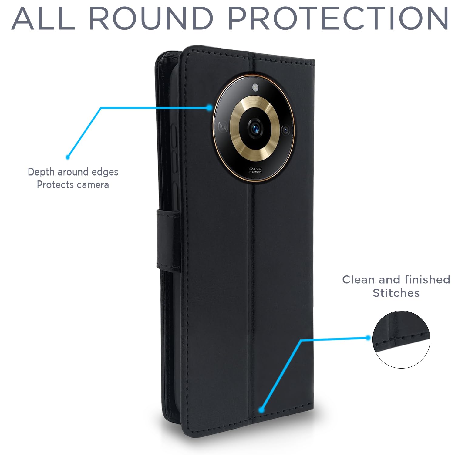 Realme Narzo 60 5G flip cover in black by Pikkme – photo 4