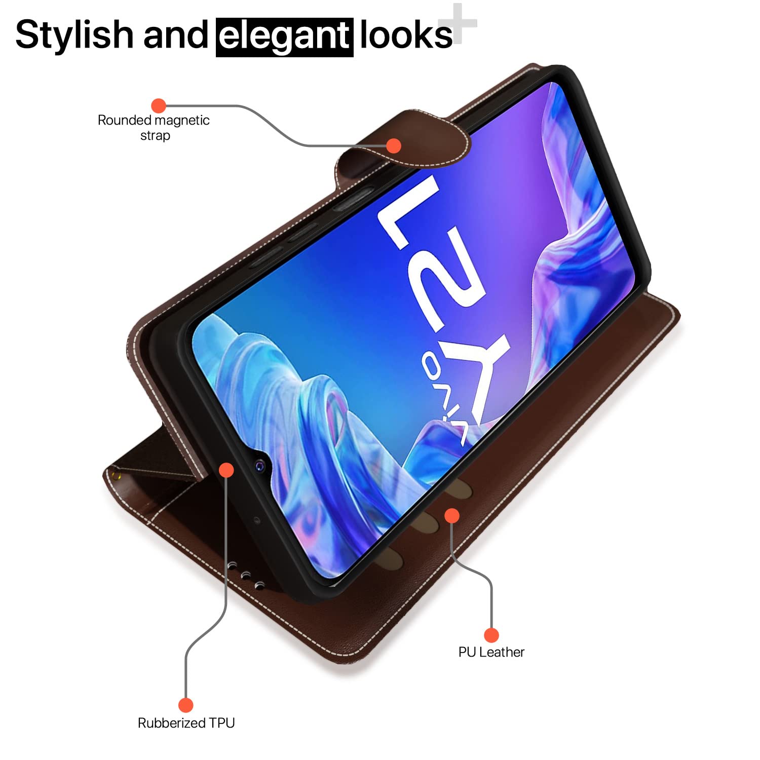 Vivo Y21 2021/Y33s Magnetic flip case in brown & coffee by Pikkme – photo 3