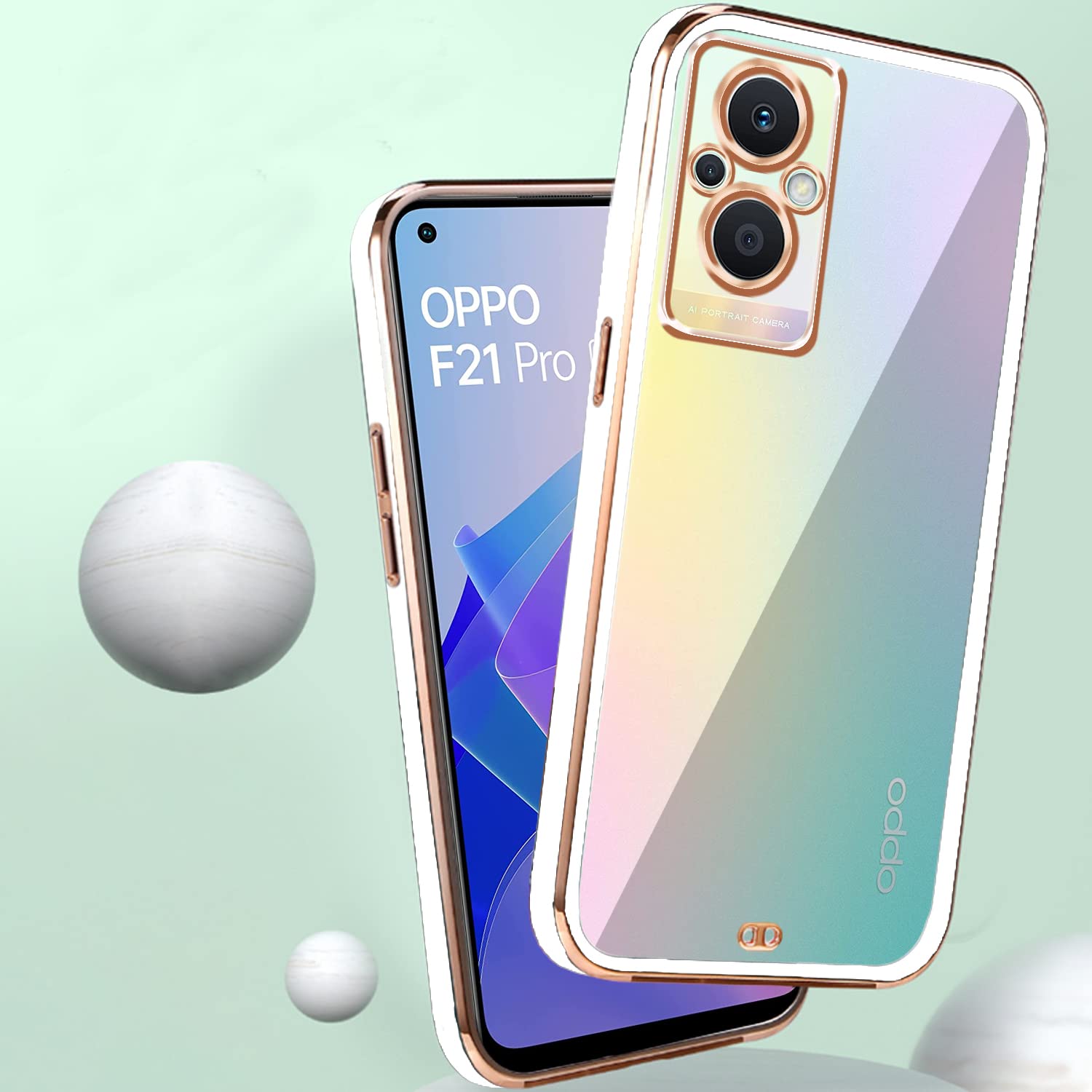 Oppo F21 Pro 5G Chrome mobile back cover in white by Pikkme – photo 4