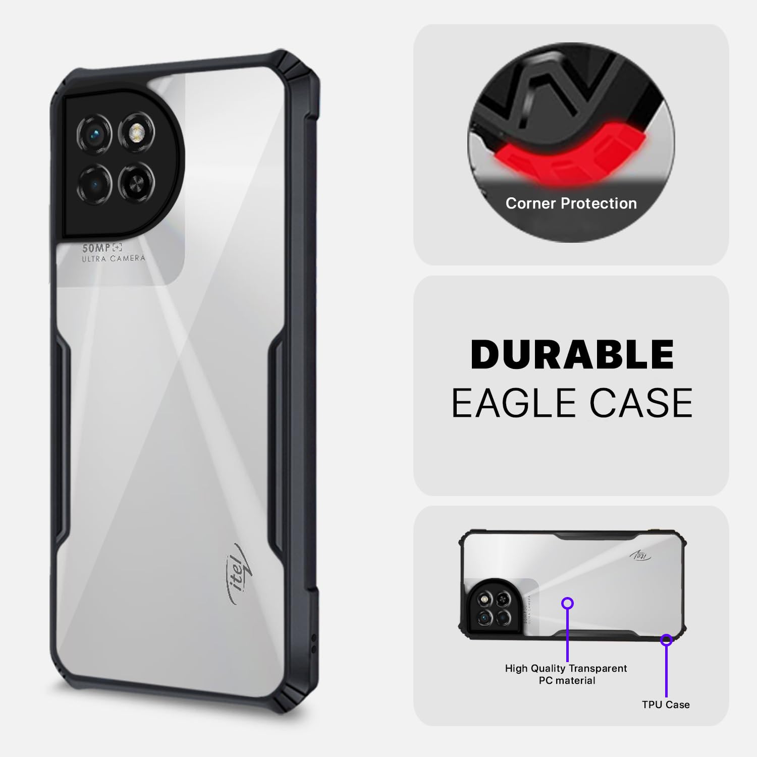 Black Hybrid mobile cover for ITEL S23 – Pikkme – photo 5