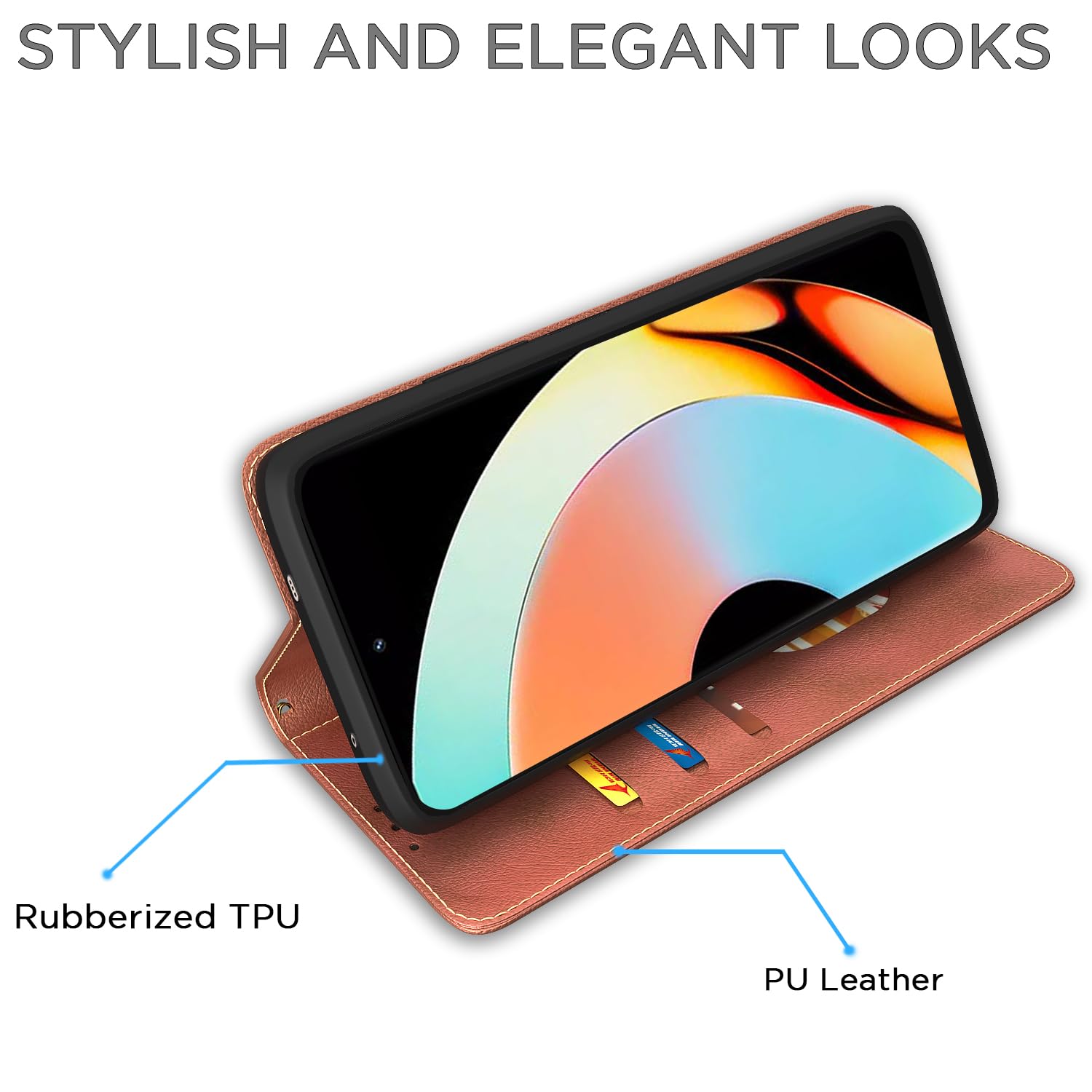 Brown Magnetic mobile flip cover for Realme 10 Pro Plus 5G – Pikkme – photo 5