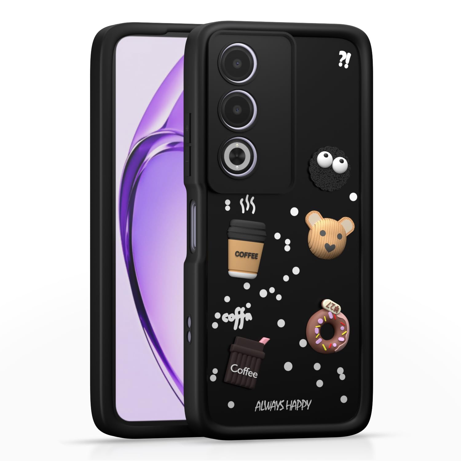 Pikkme oppoa3pro5gindia Cute Fun Cartoon 3D Bear Silicone Back Cover - Black
