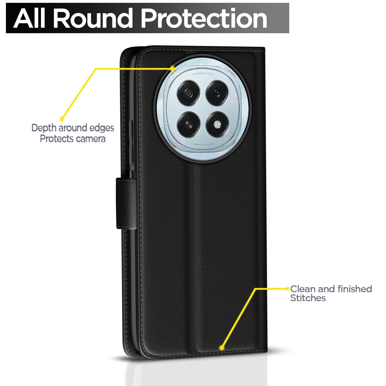 Pikkme Oppo F29 5G Vintage Flip Cover (Black)