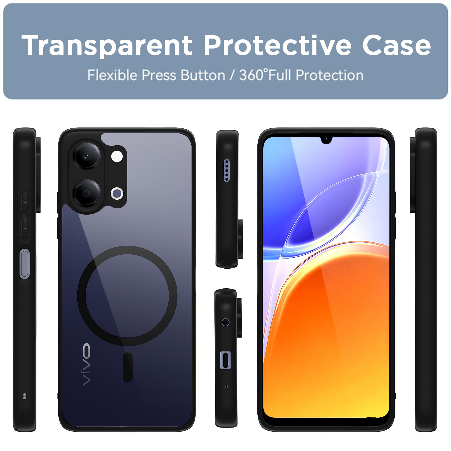 Pikkme black mag-safe MagSafe phone cover for Vivo Y11/T5 Lite 5G – photo 2