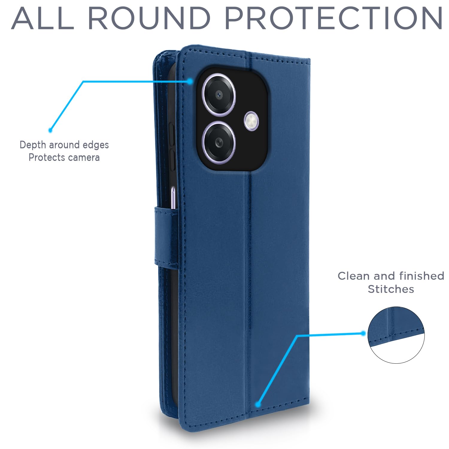 Pikkme Oppo A3X 5G Vintage Flip Cover (Blue)