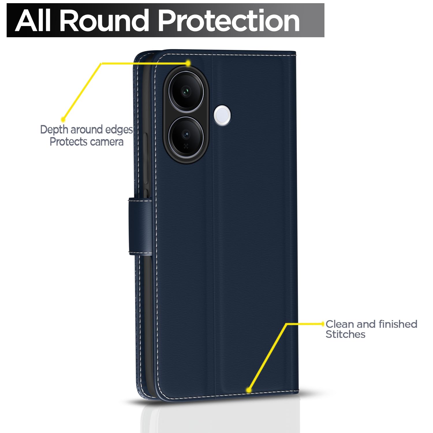 Vivo V60 Lite 5G wallet flip cover in blue by Pikkme – photo 4