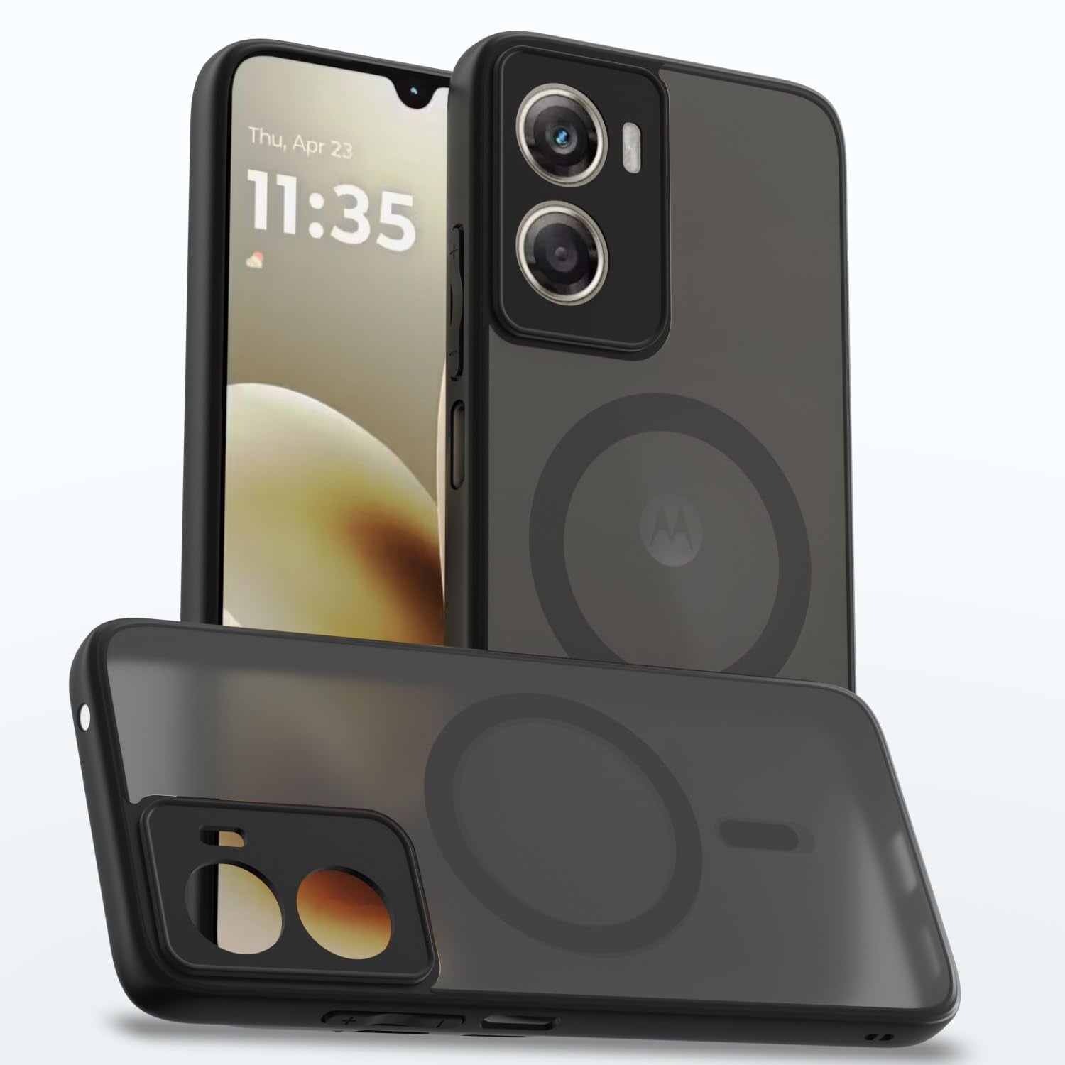Moto G06 Power MagSafe mobile back cover in black smoke mag-safe by Pikkme