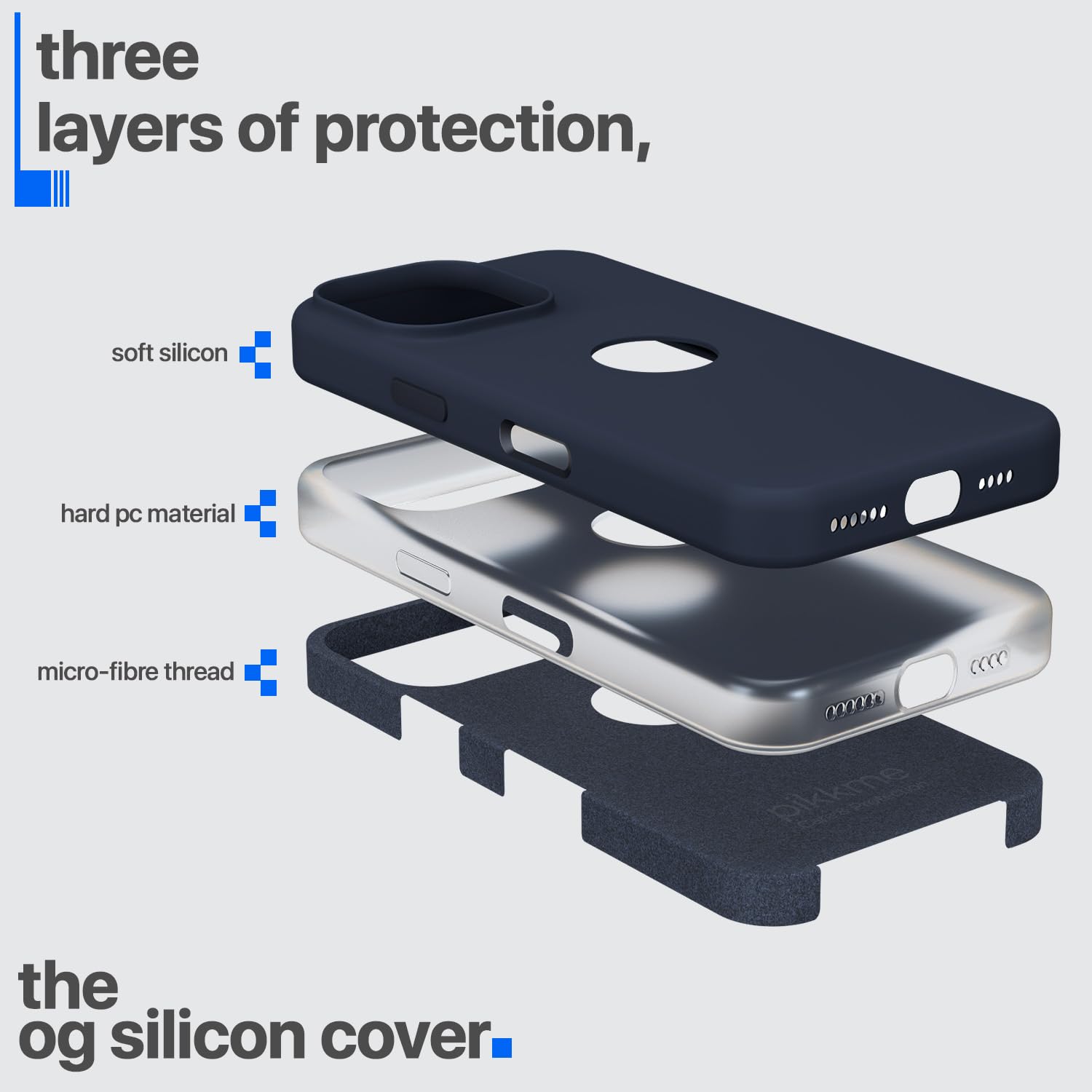 Pikkme iPhone 16 Pro Max Super Soft Silicone Back Cover (Dark Blue)