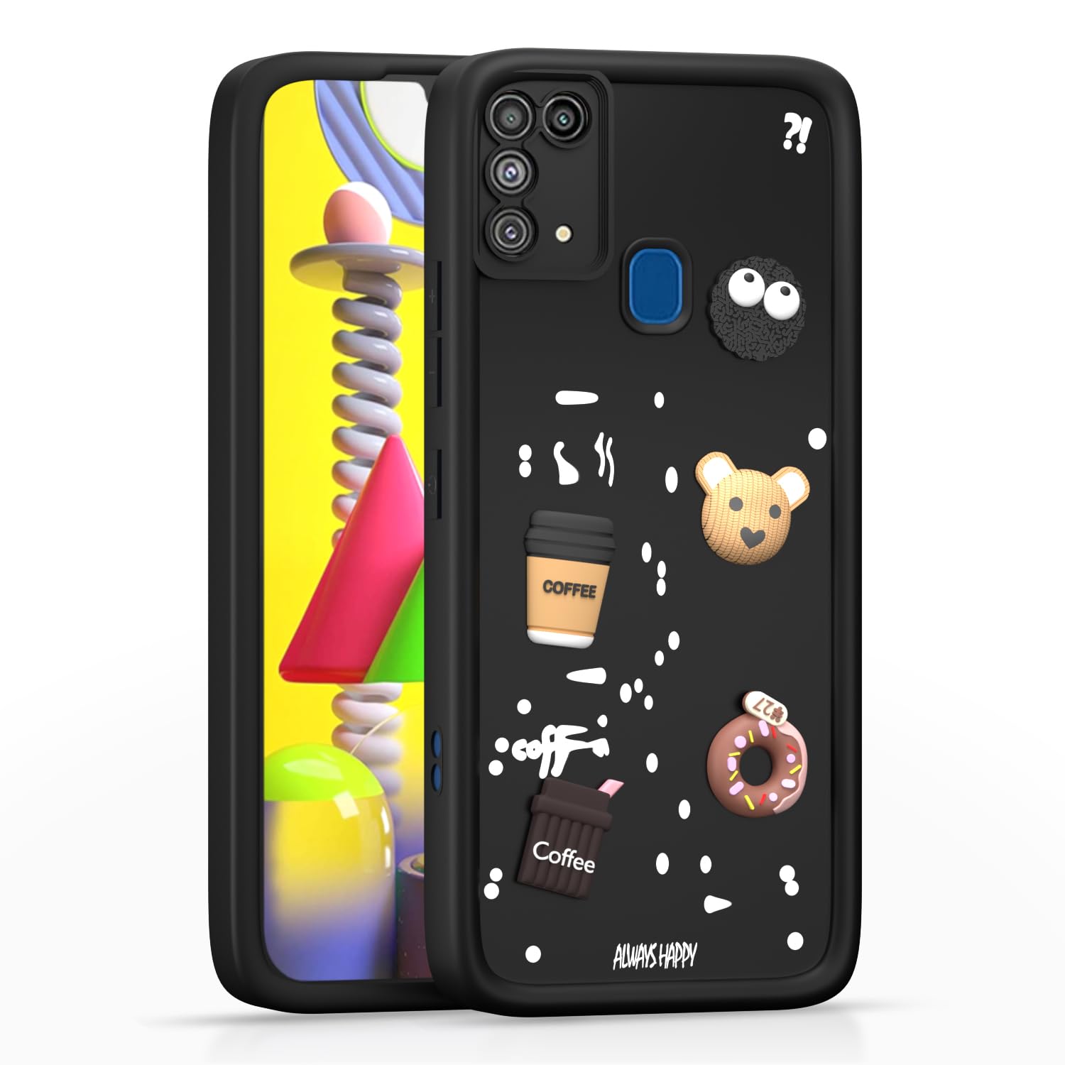 Pikkme samm31 Cute Fun Cartoon 3D Bear Silicone Back Cover - Black
