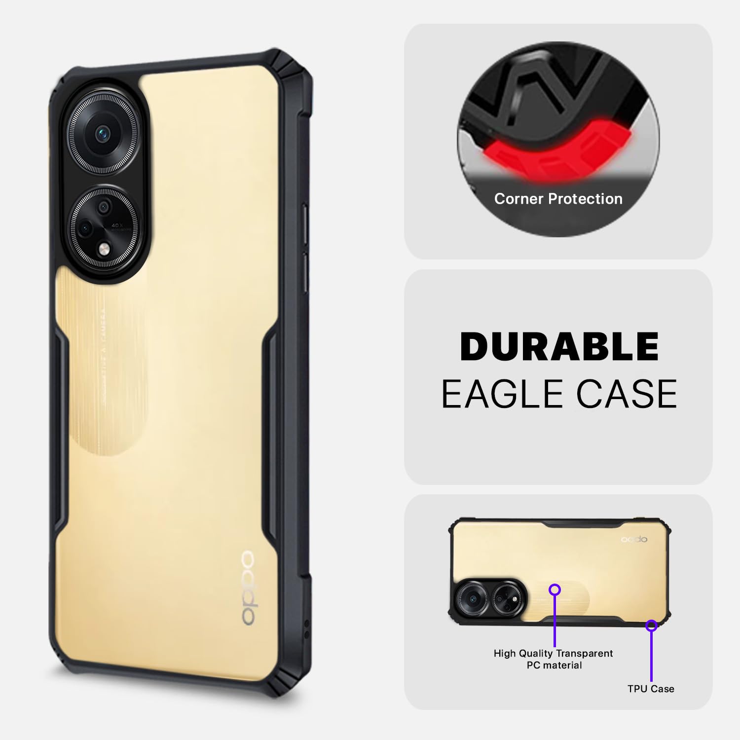 Pikkme Oppo F23 5G Eagle Back Cover (Black)