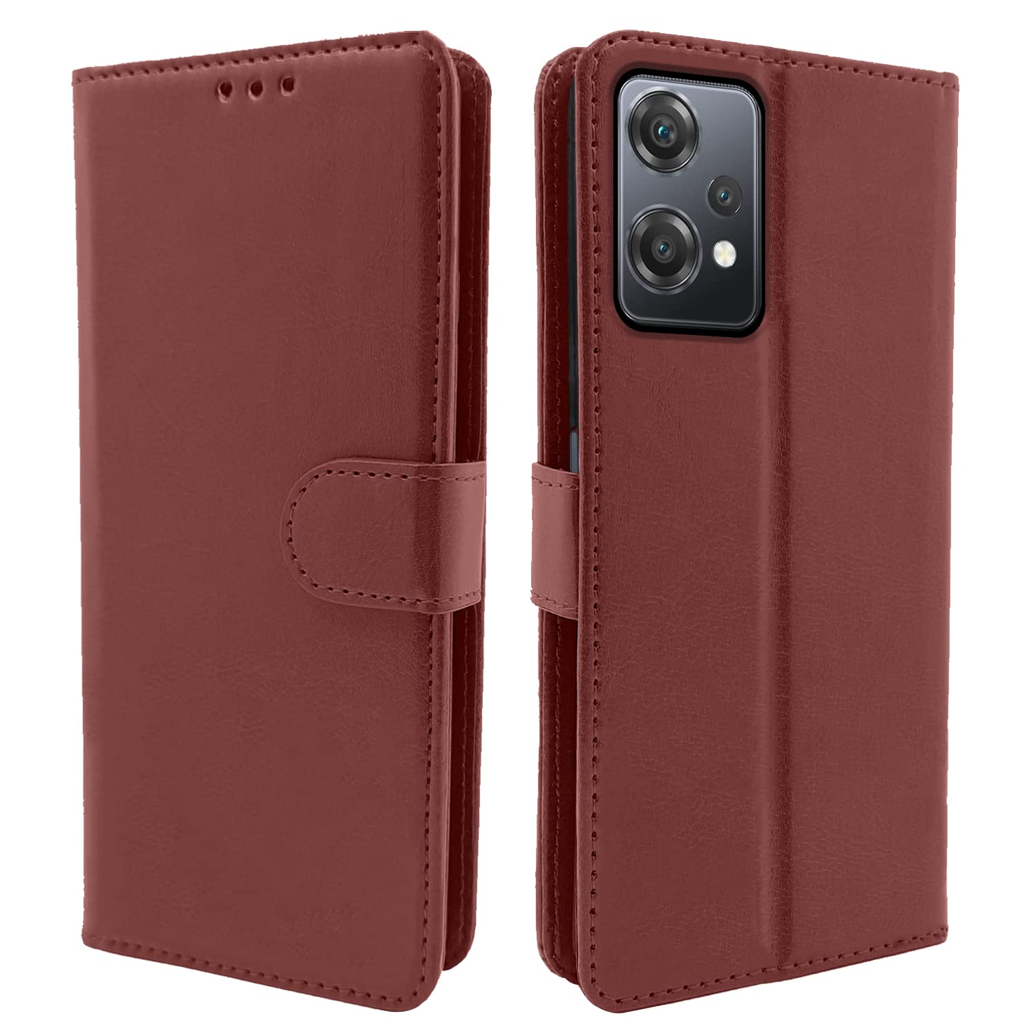 Pikkme Oneplus Nord Ce 2 Lite 5G Flip Vintage Flip Cover (Brown)
