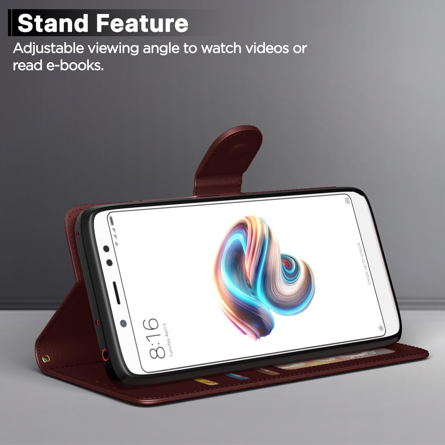 Pikkme Redmi Note 5 brown flip case – photo 3