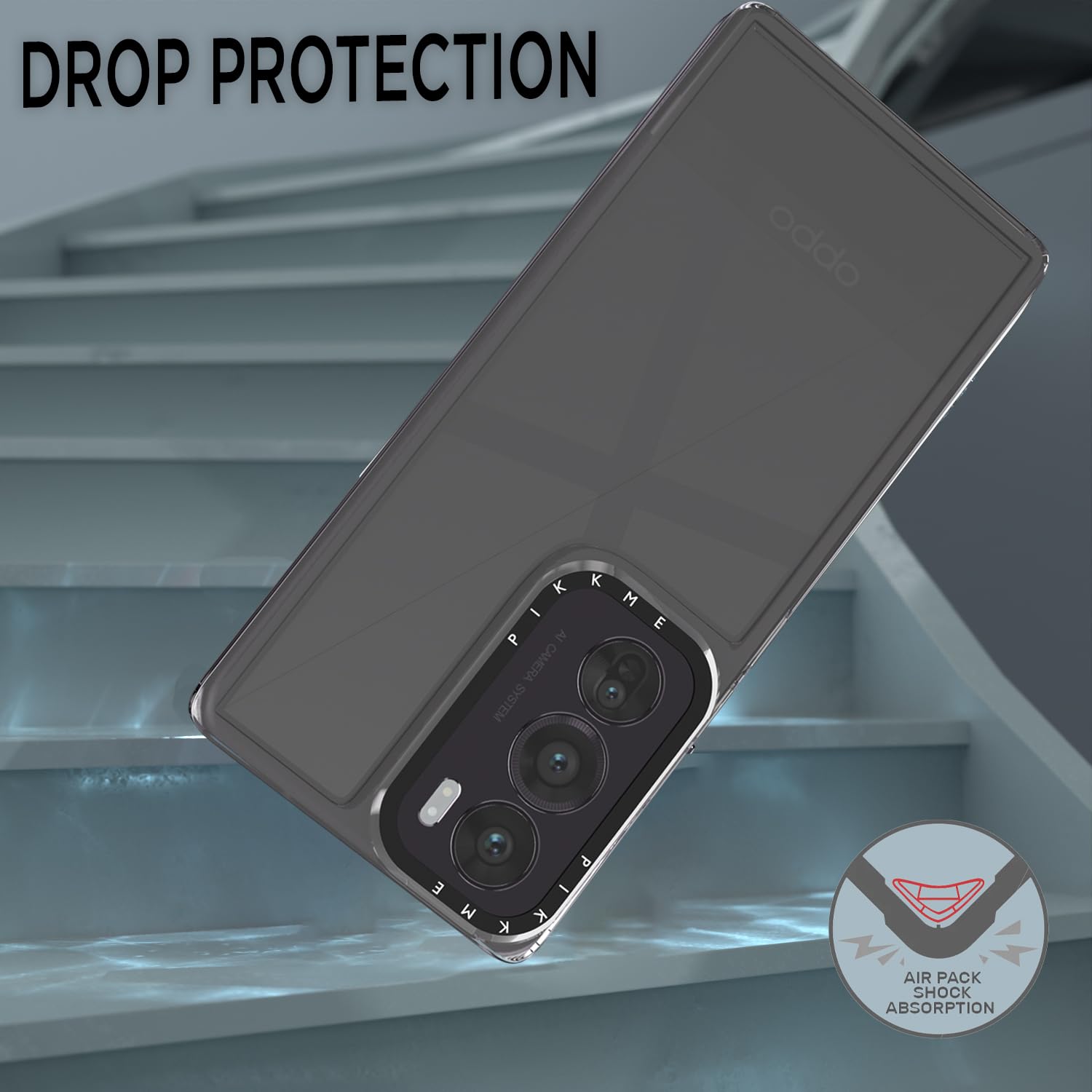 Pikkme Oppo Reno 12 5g Transring Back Cover (Transparent)