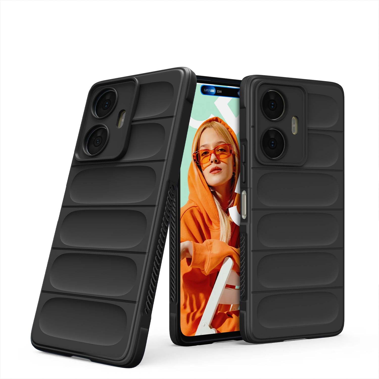 Black Liquid Silicone mobile cover for Realme C55/Narzo N55 – Pikkme