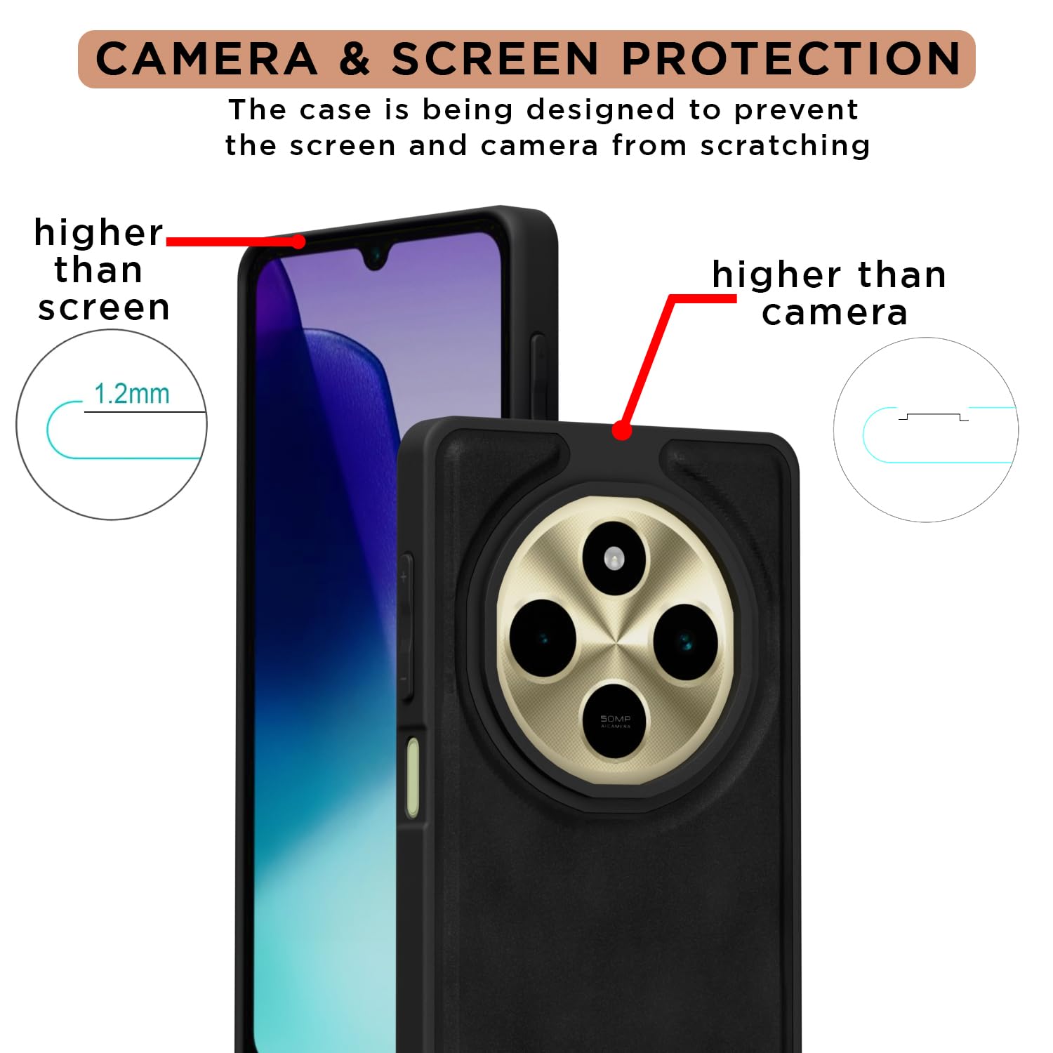 Black phone cover for Redmi A4/14C/Poco C75 5G – Pikkme – photo 4