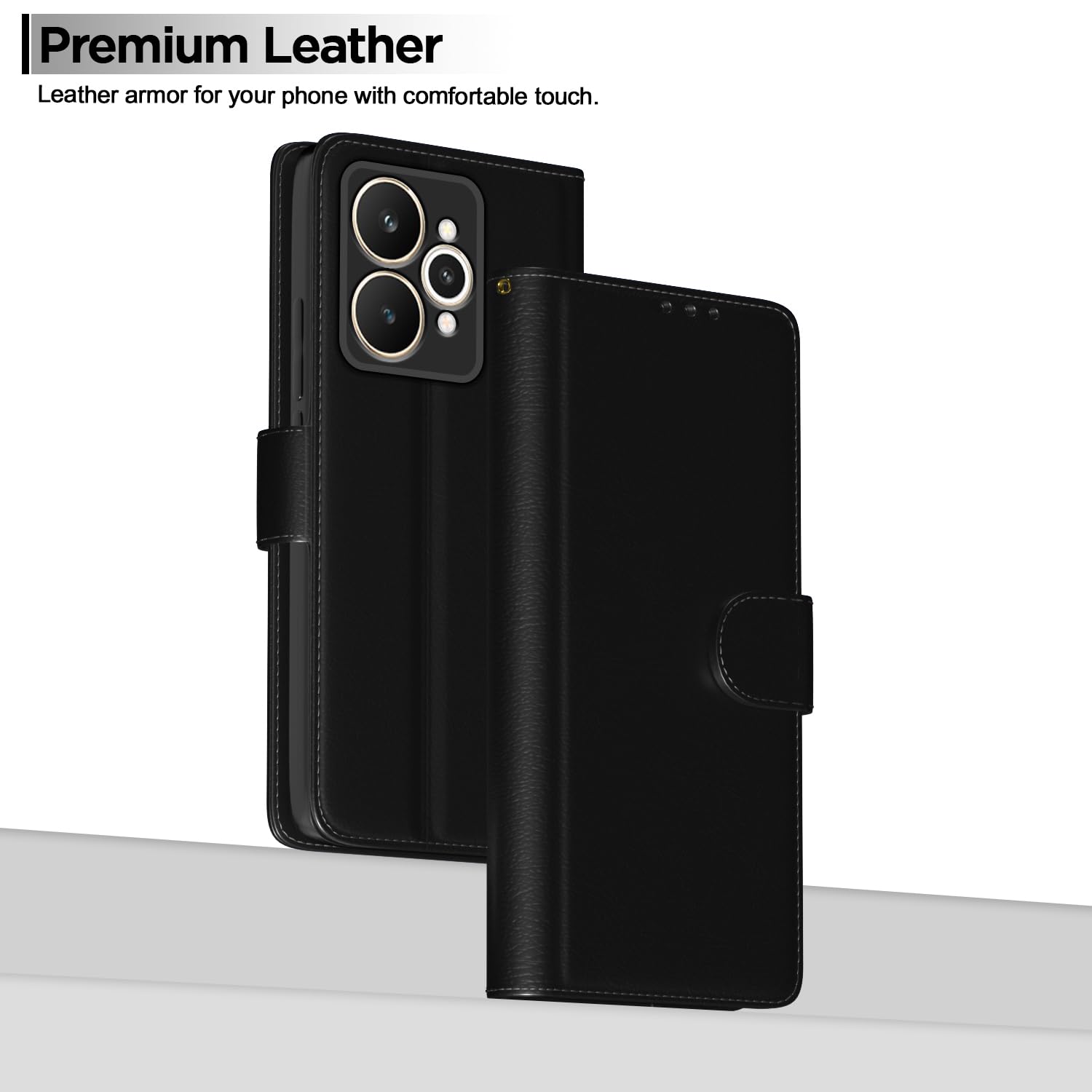 Realme 15 5G wallet flip cover in black by Pikkme – photo 2