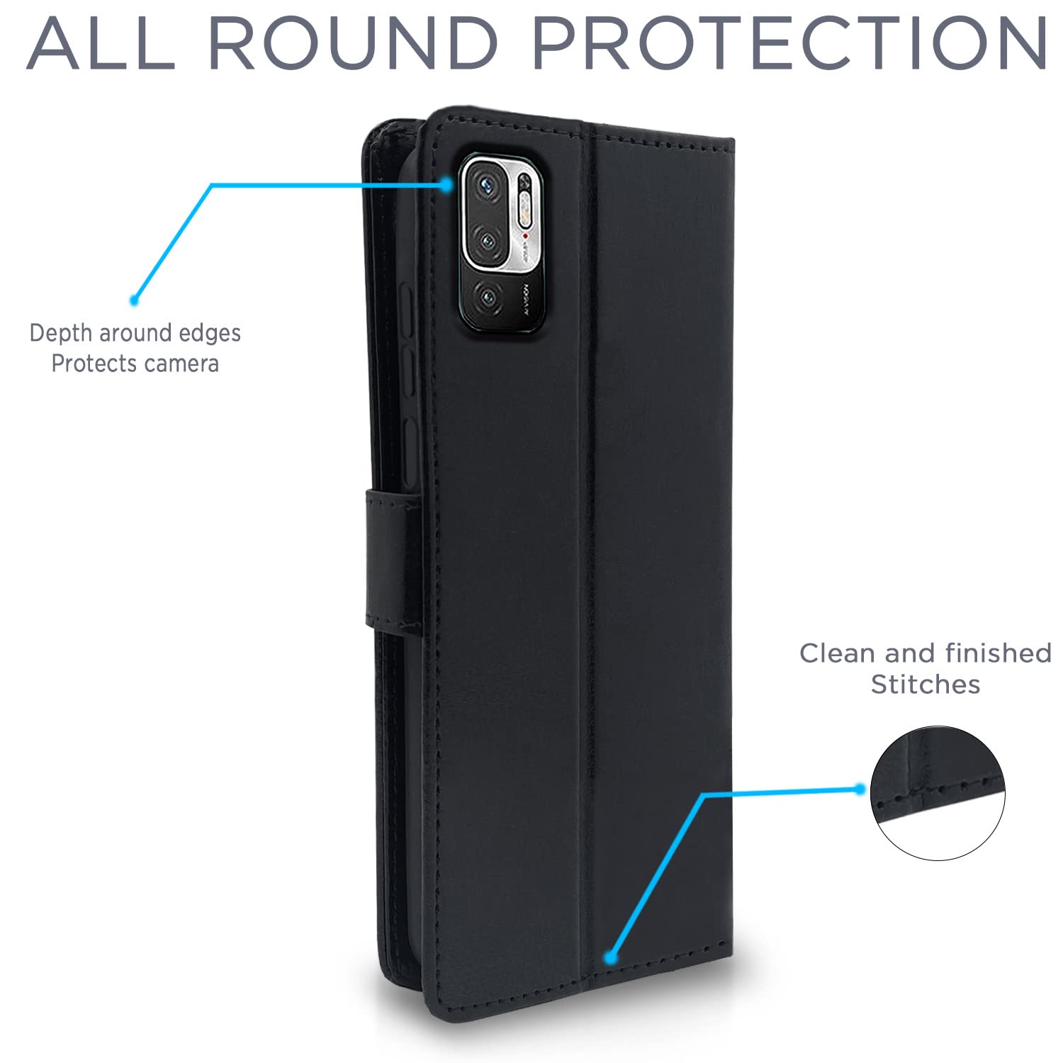 Pikkme Mi Redmi Note 10T 5G/Poco M3 Pro 5G Vintage Flip Cover (Black)