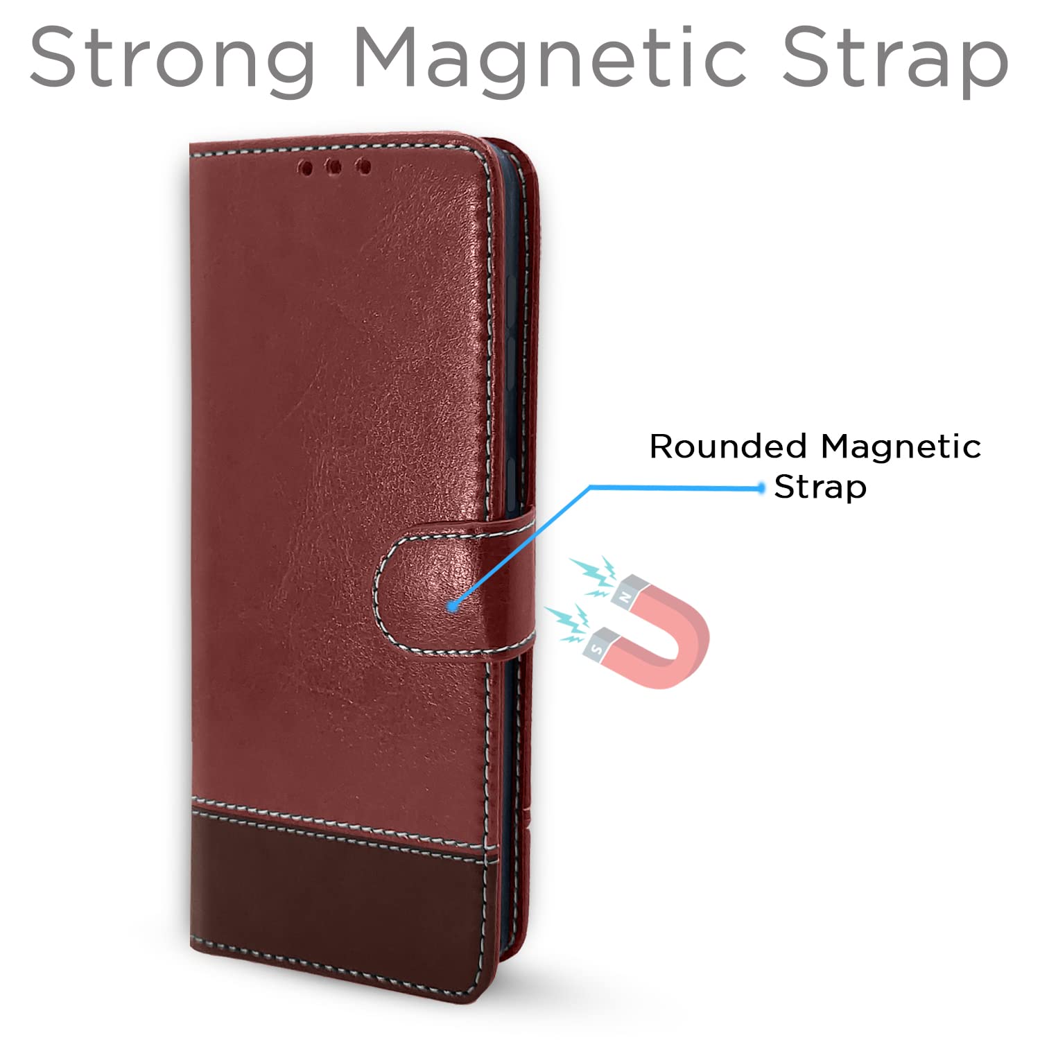 Pikkme Mi Poco F4 5G Contrast Flip Cover (Brown & Coffee)