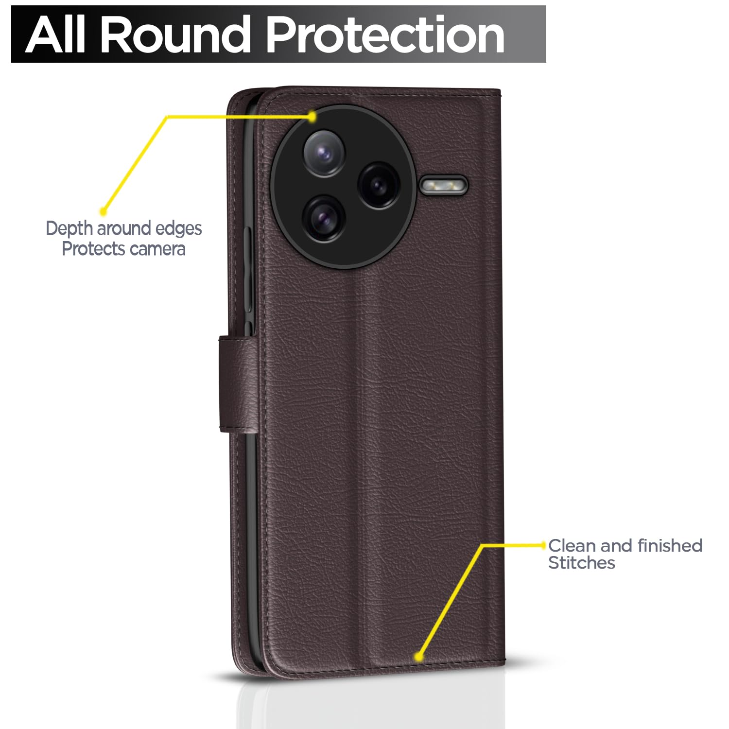 Pikkme Poco F7 Ultra 5G Vintage Flip Cover (Coffee)