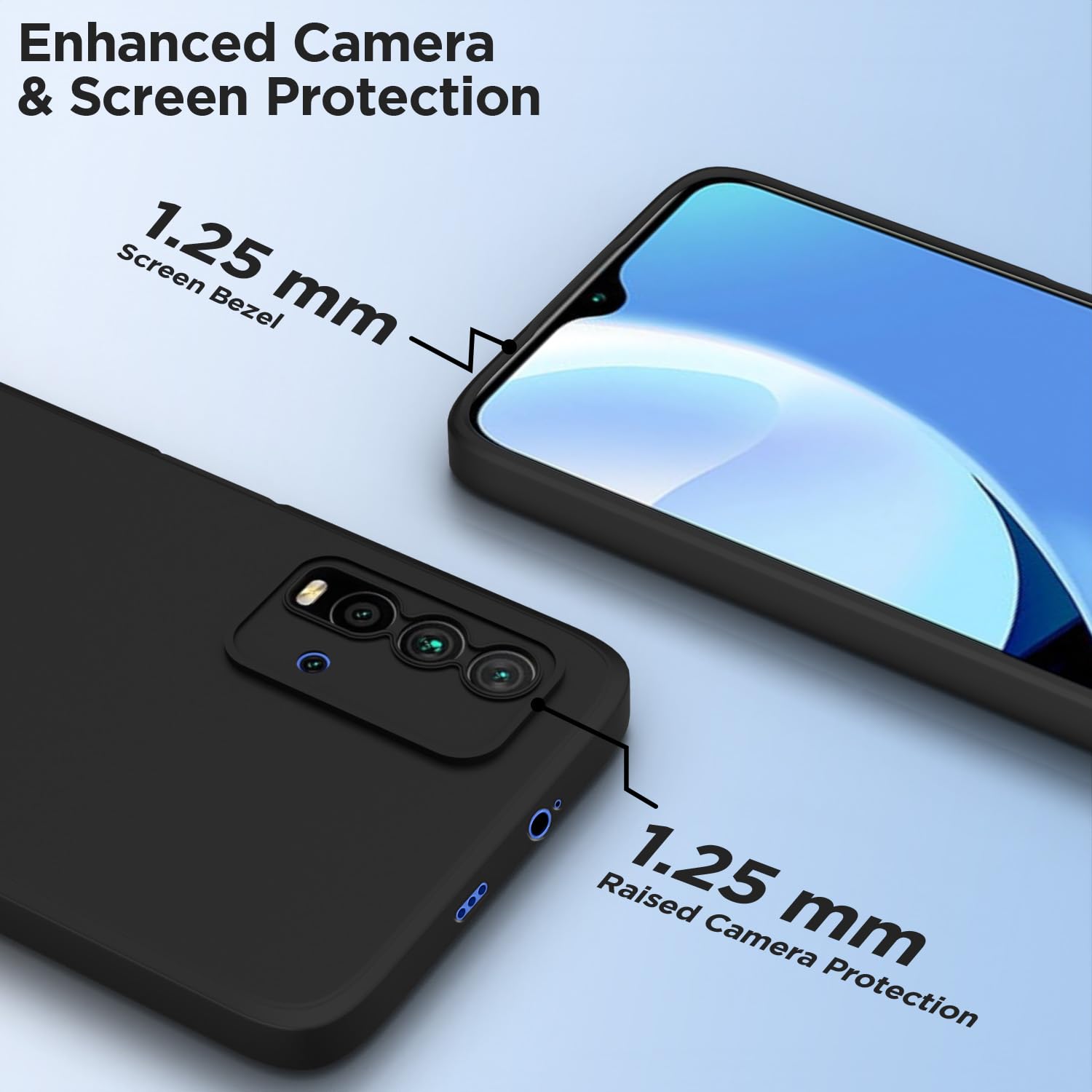 Pikkme Mi Redmi 9 Power Liquid Silicone Back Cover | Black