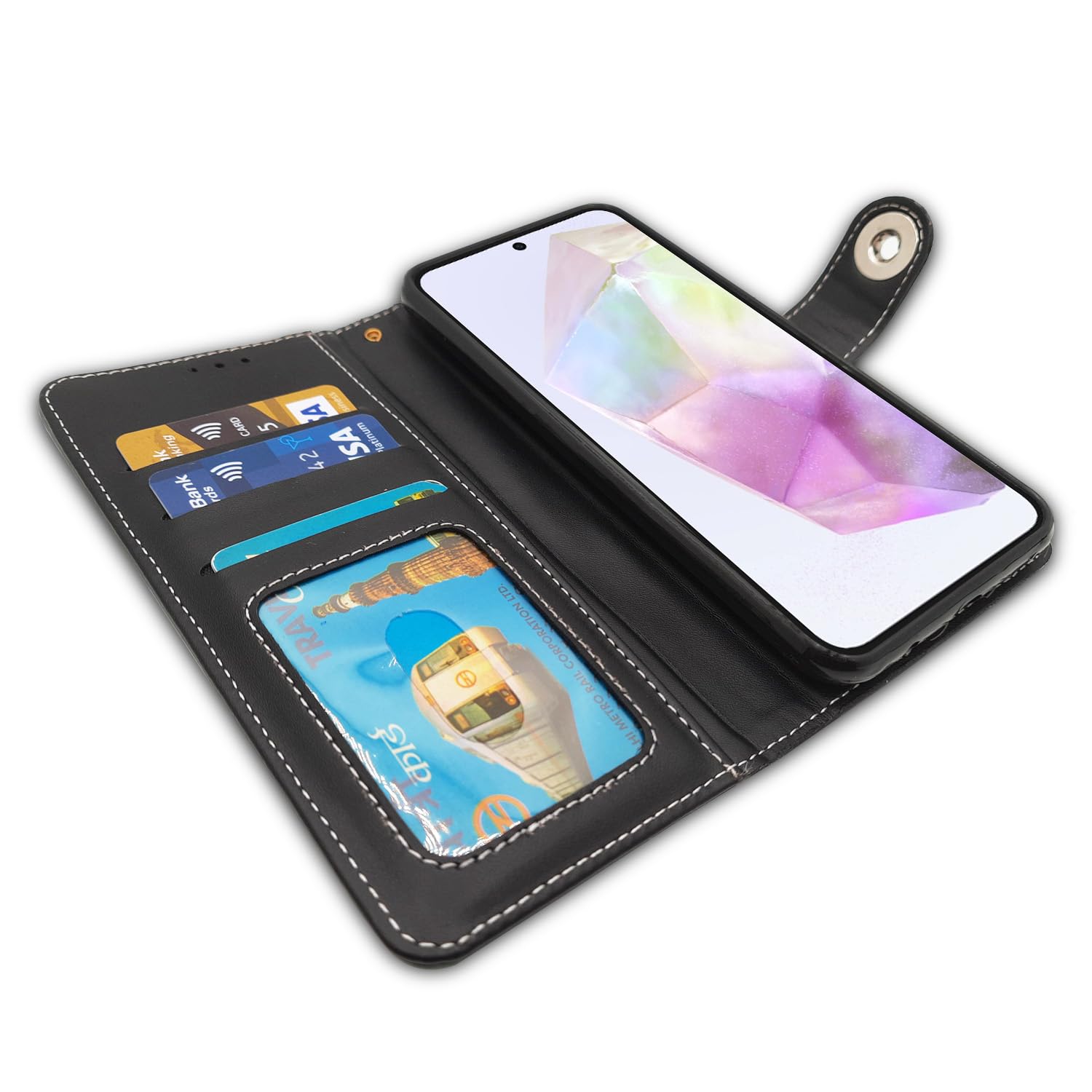 Pikkme Samsung Galaxy A35 5G Wallet Style Inbuilt Pockets & Stand | Strong Magnetic Flip Cover (Grey)