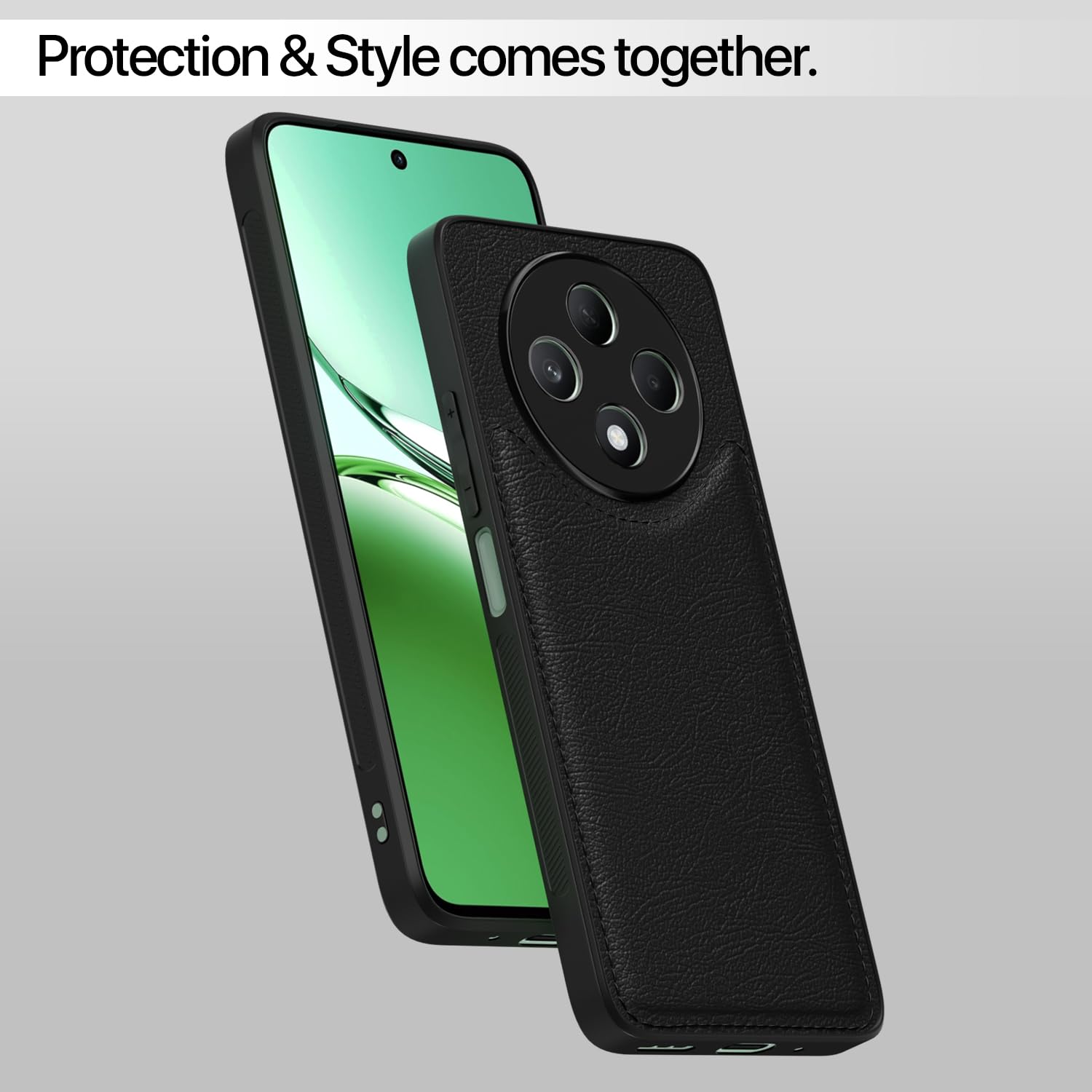 Pikkme Oppo F27 5G Leatherback Back Case | Black