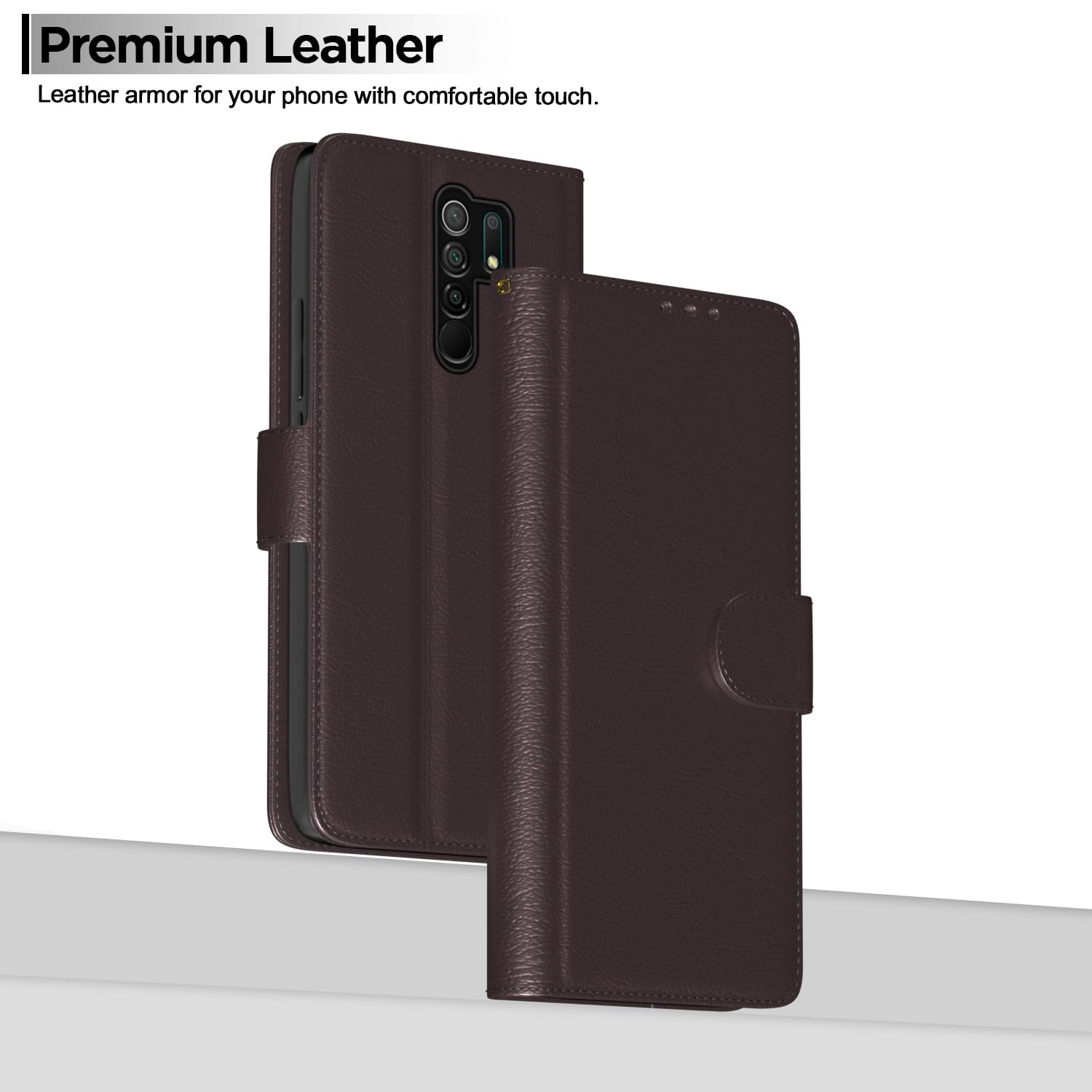 Pikkme Redmi 9 Prime Vintage Flip Cover (Coffee)