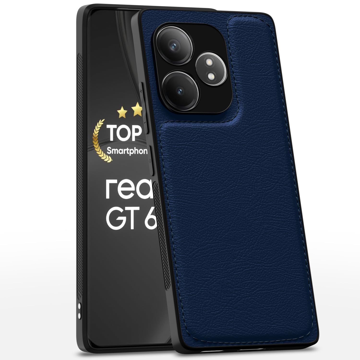 Blue Leather mobile cover for Realme GT 6/GT 6T 5G – Pikkme
