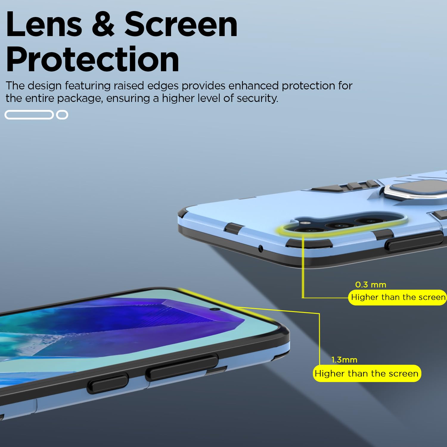 Pikkme Samsung Galaxy M55 5G D5 Tough Armor Back Cover (Blue)