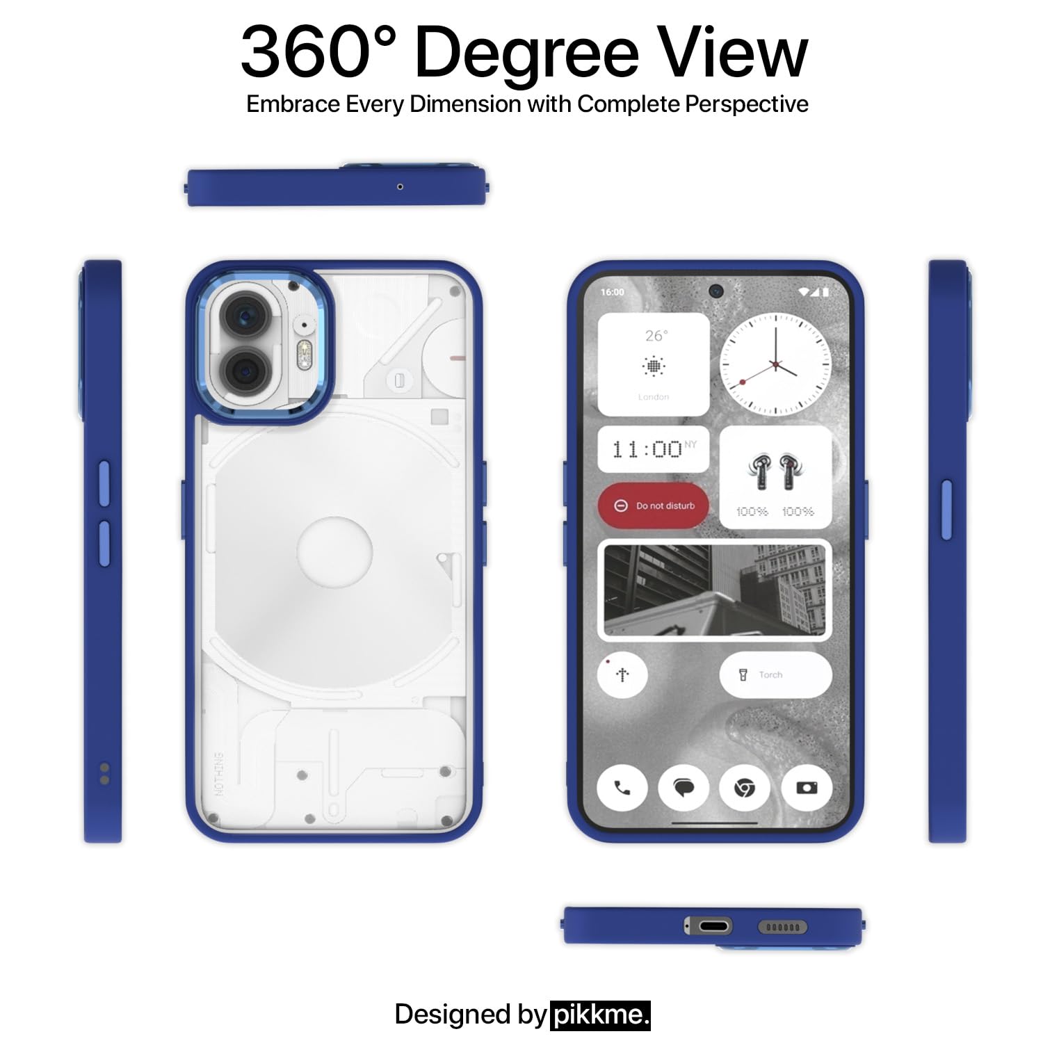 Pikkme Nothing Phone 2 Camring Back Cover (Dark Blue)